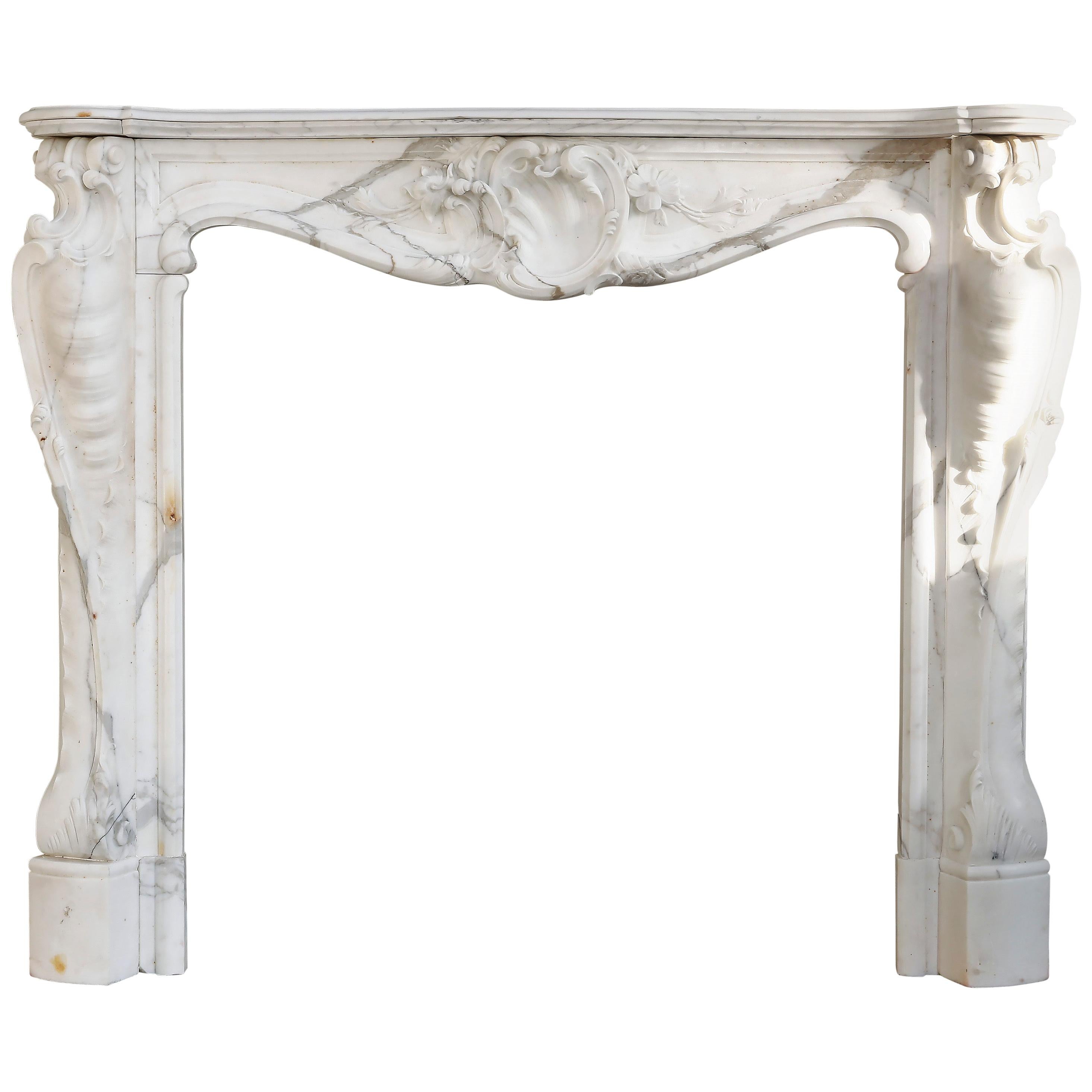 19th Century, Louis XV Antique Statuario Marble Fireplace For Sale
