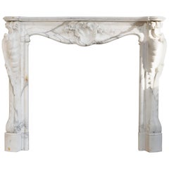 19th Century, Louis XV Antique Statuario Marble Fireplace