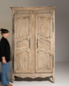 19th Century Louis XV Armoire in Weathered Oak, French Design, 92.9\"