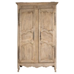 19th Century Louis XV Armoire in Weathered Oak, French Design, 92.9\"