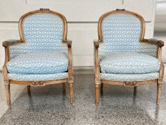 19th Century Louis XV Bergère Armchairs - A Pair