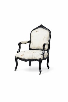 Louis XV Fauteuil à la Reine Armchair in Black Lacquer