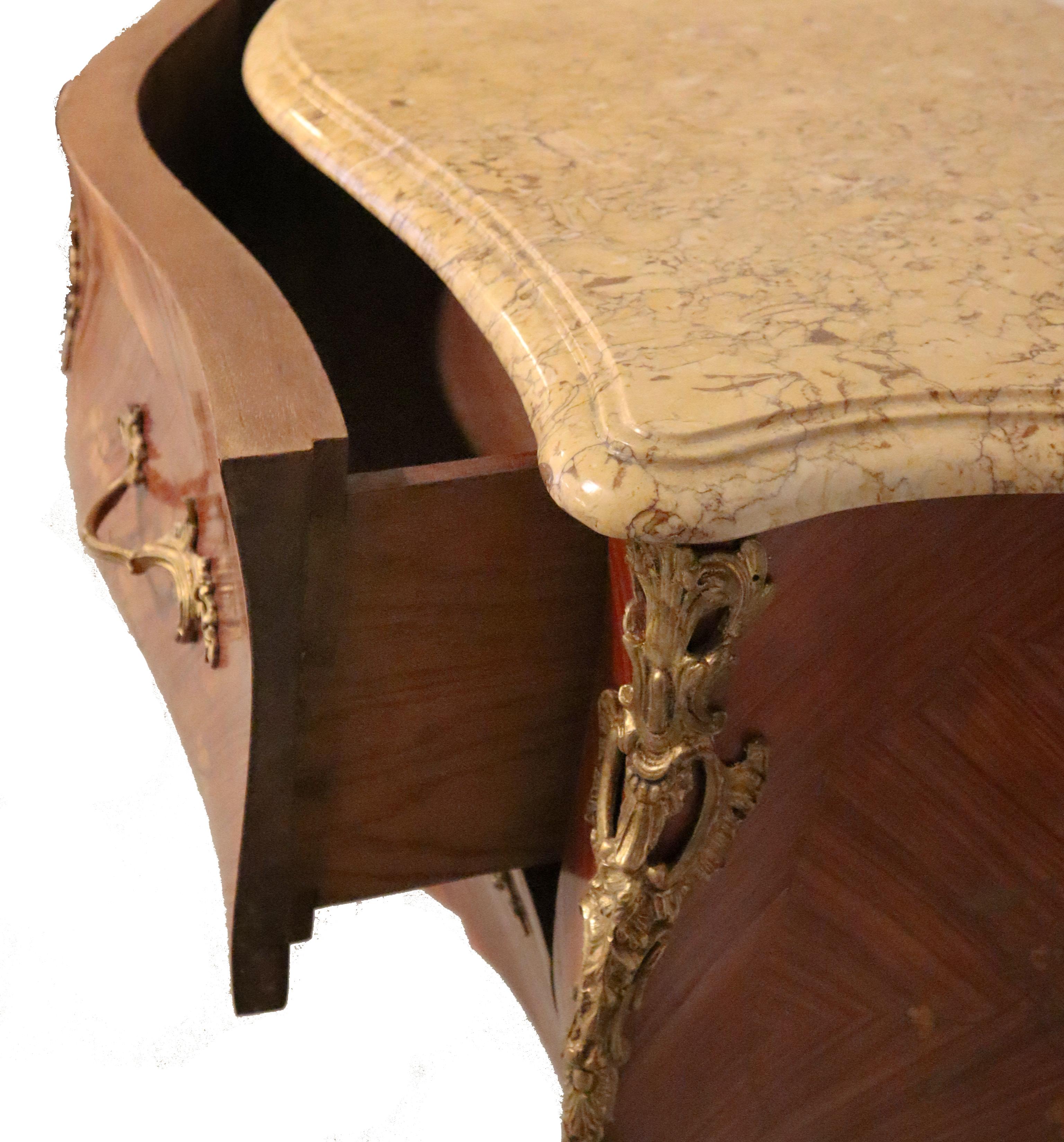 Wood 19th Century Louis XV Bombe Marble-Top French Commode For Sale