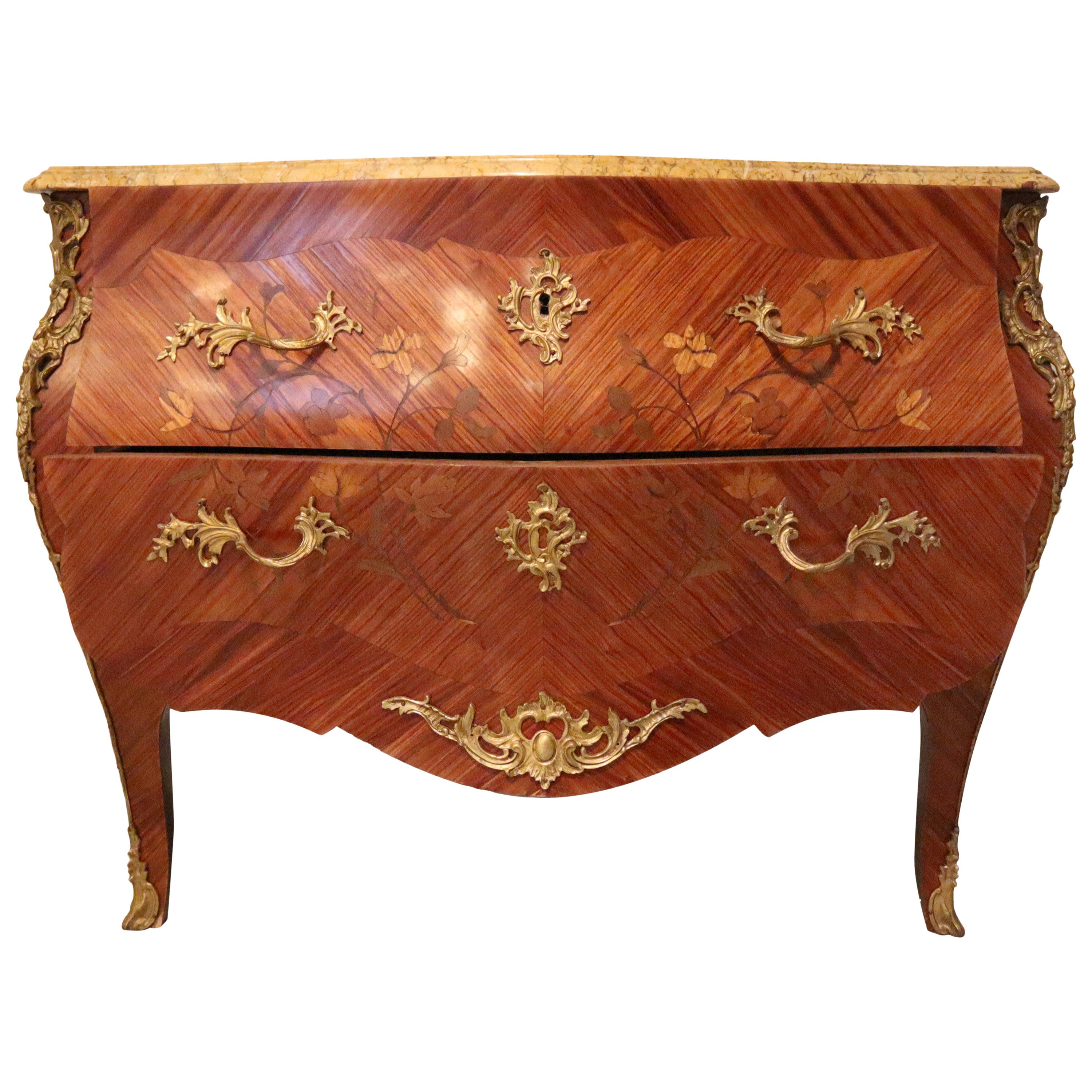 19th Century Louis XV Bombe Marble-Top French Commode