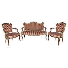 Antique 19th Century  Louis XV Canapé / Sofa Set With Matching Armchairs - 3 Pieces