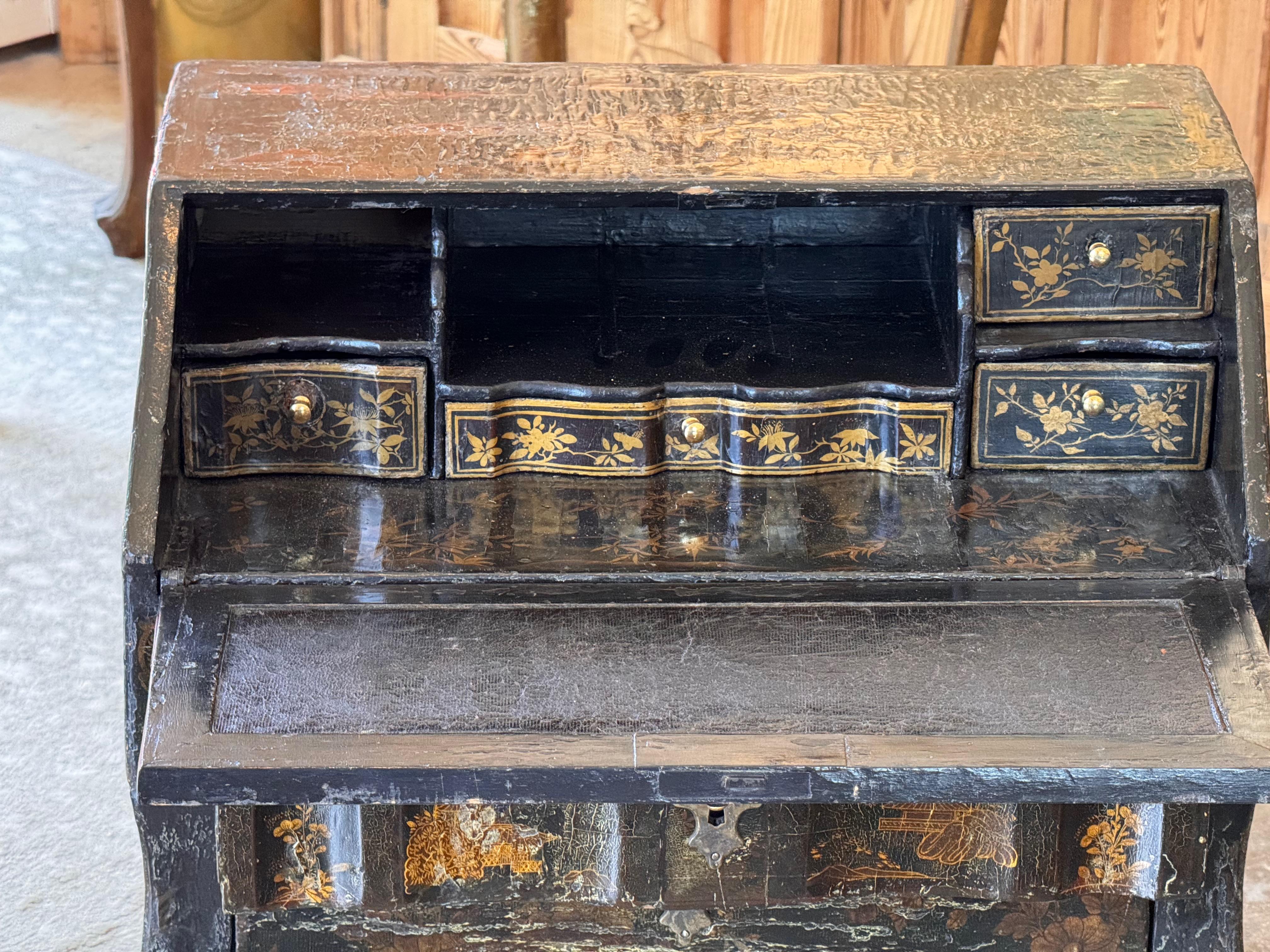 Legno Scrittoio Chinoiserie Luigi XV del XIX secolo in vendita
