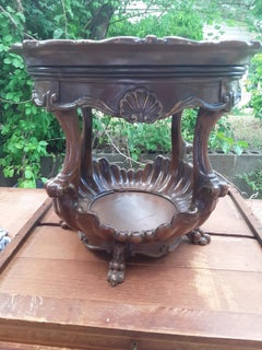 19th Century Louis XV Double Level Side Table Regency Shell Carve