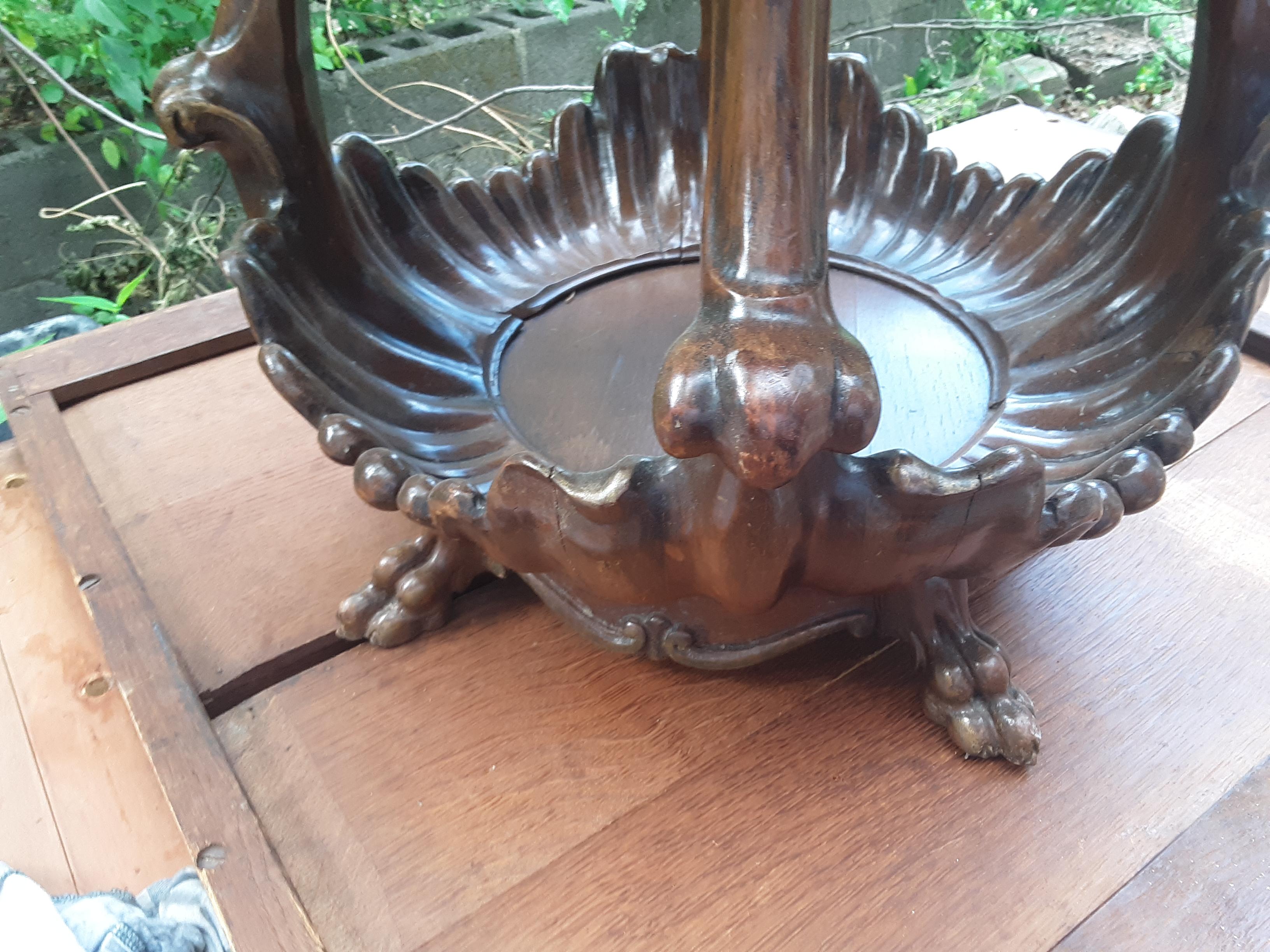 Hand-Crafted 19th Century Louis XV Double Level Side Table Regency Shell Carve For Sale