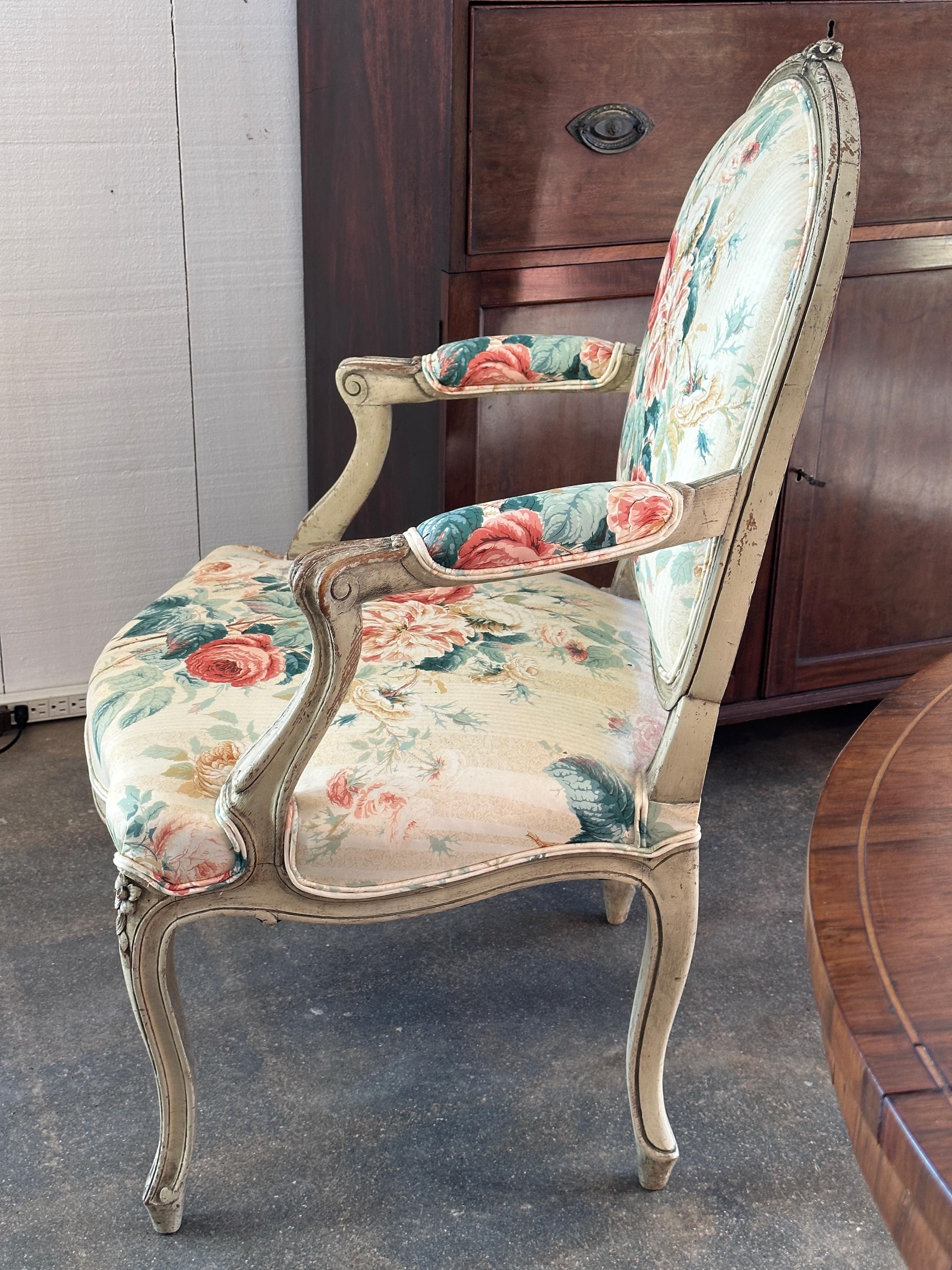 French 19th Century Louis XV Fauteuil For Sale