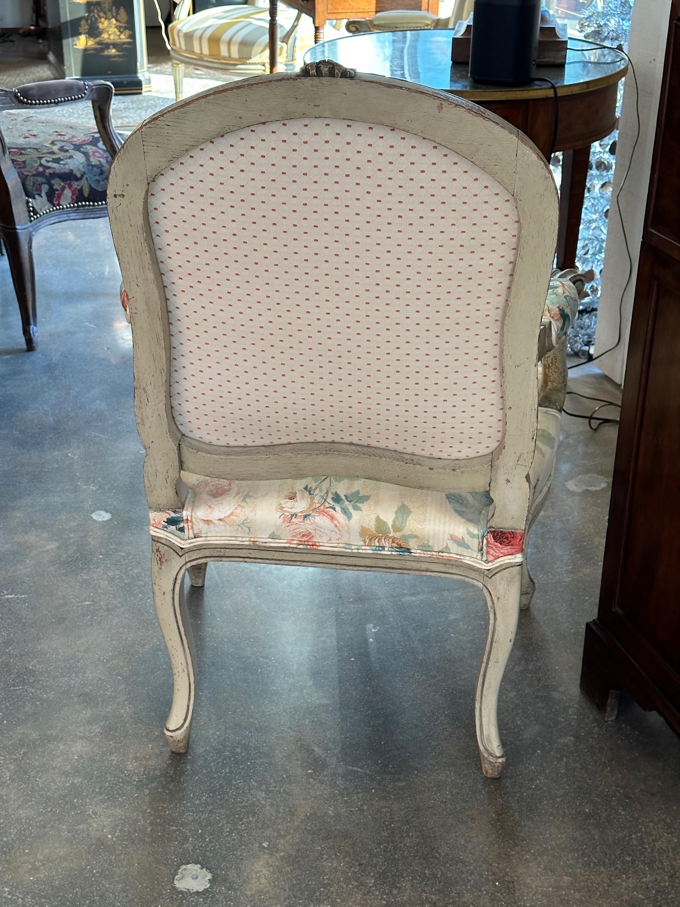 Upholstery 19th Century Louis XV Fauteuil For Sale