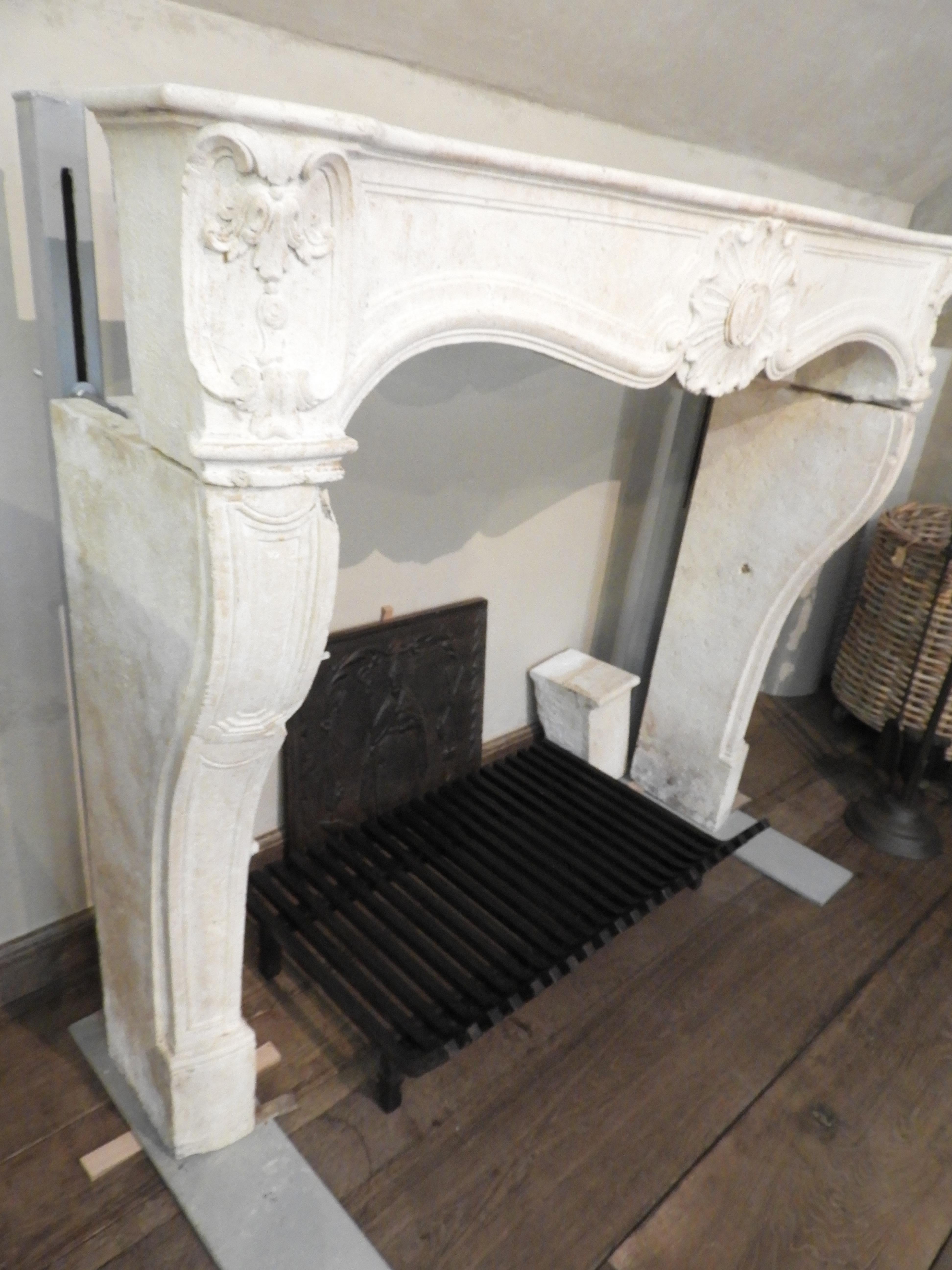 19th Century Louis XV Fireplace in French Limestone  For Sale 7