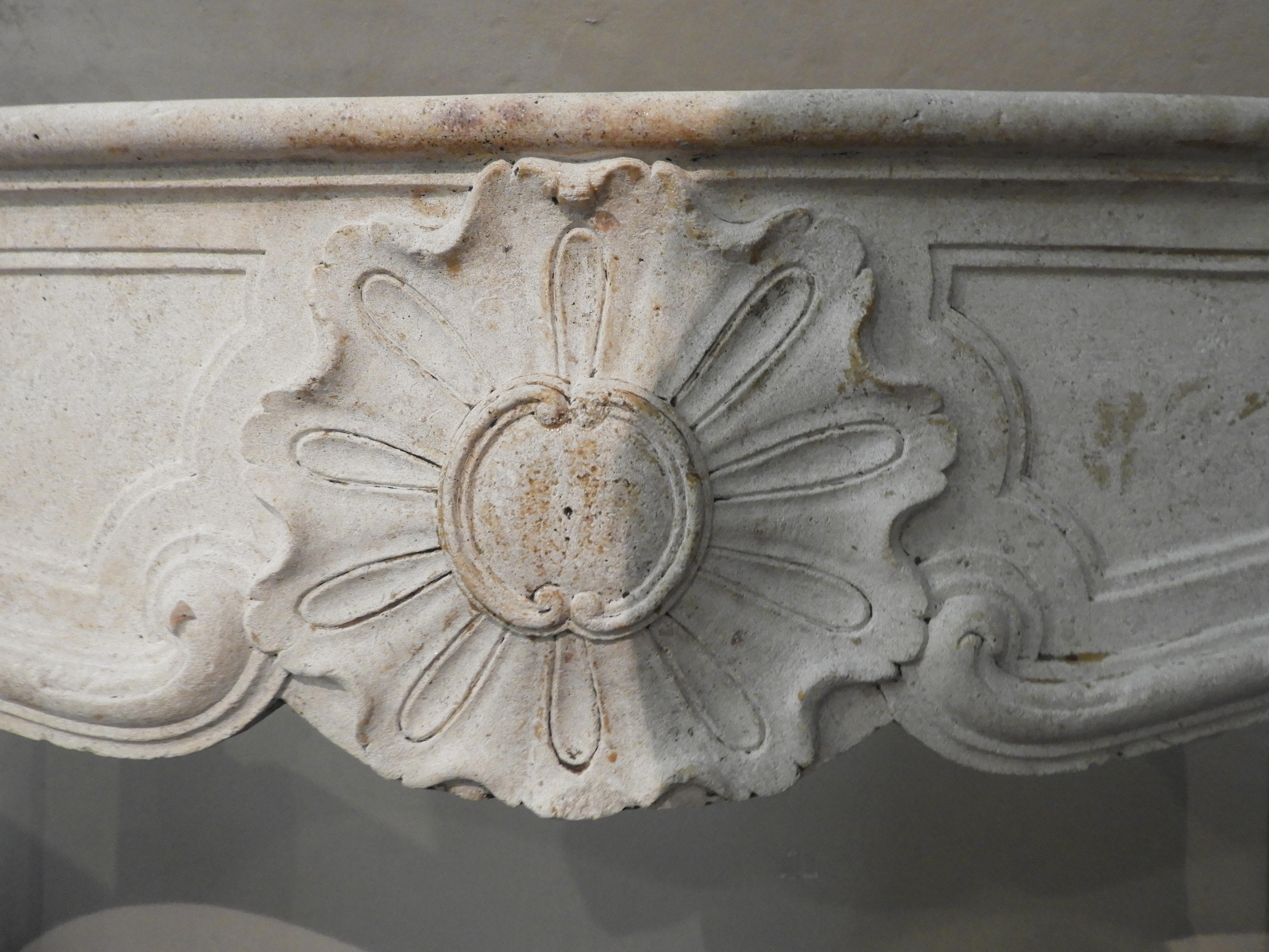 19th Century Louis XV Fireplace in French Limestone  For Sale 8