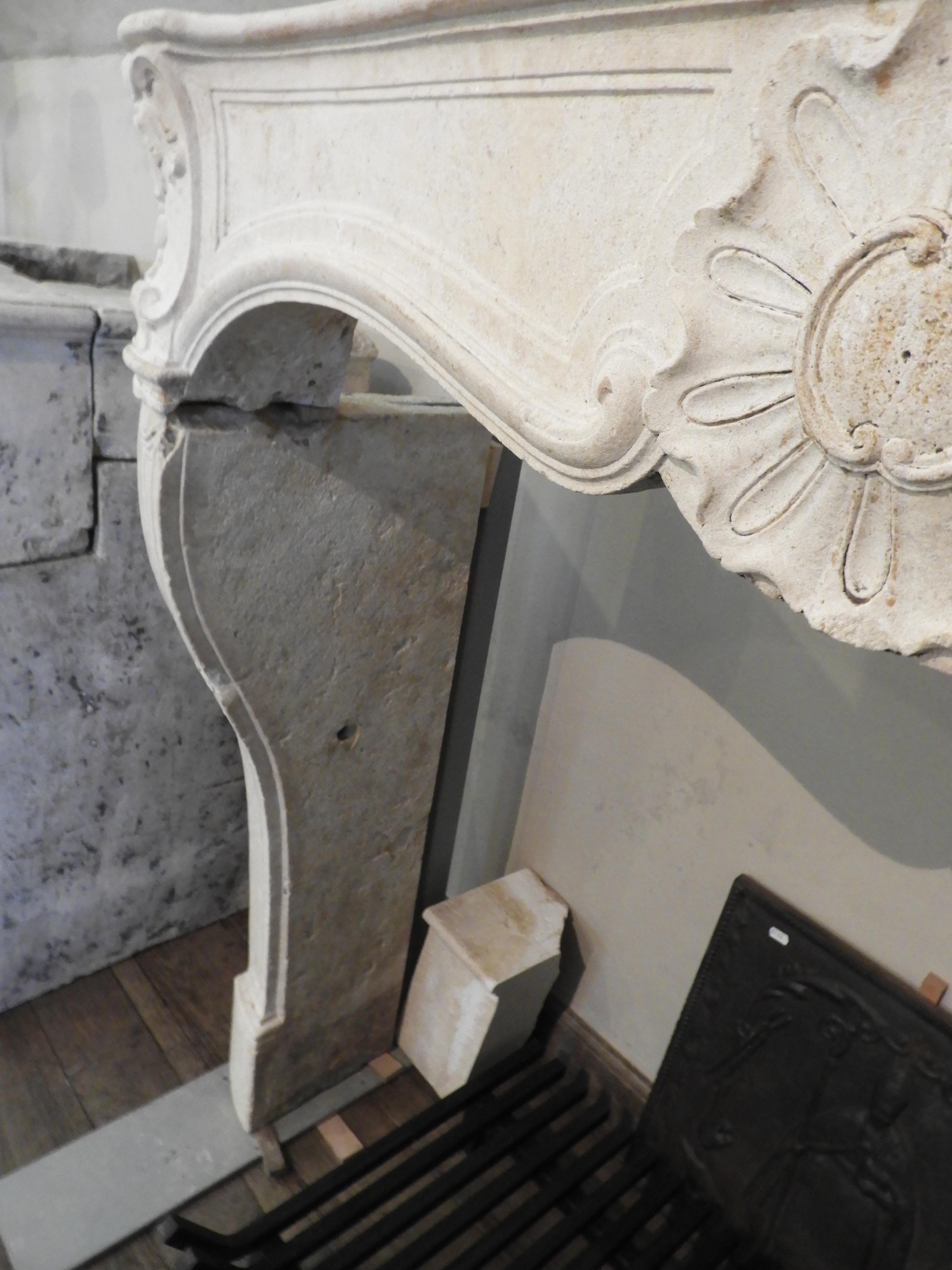 19th Century Louis XV Fireplace in French Limestone  For Sale 10