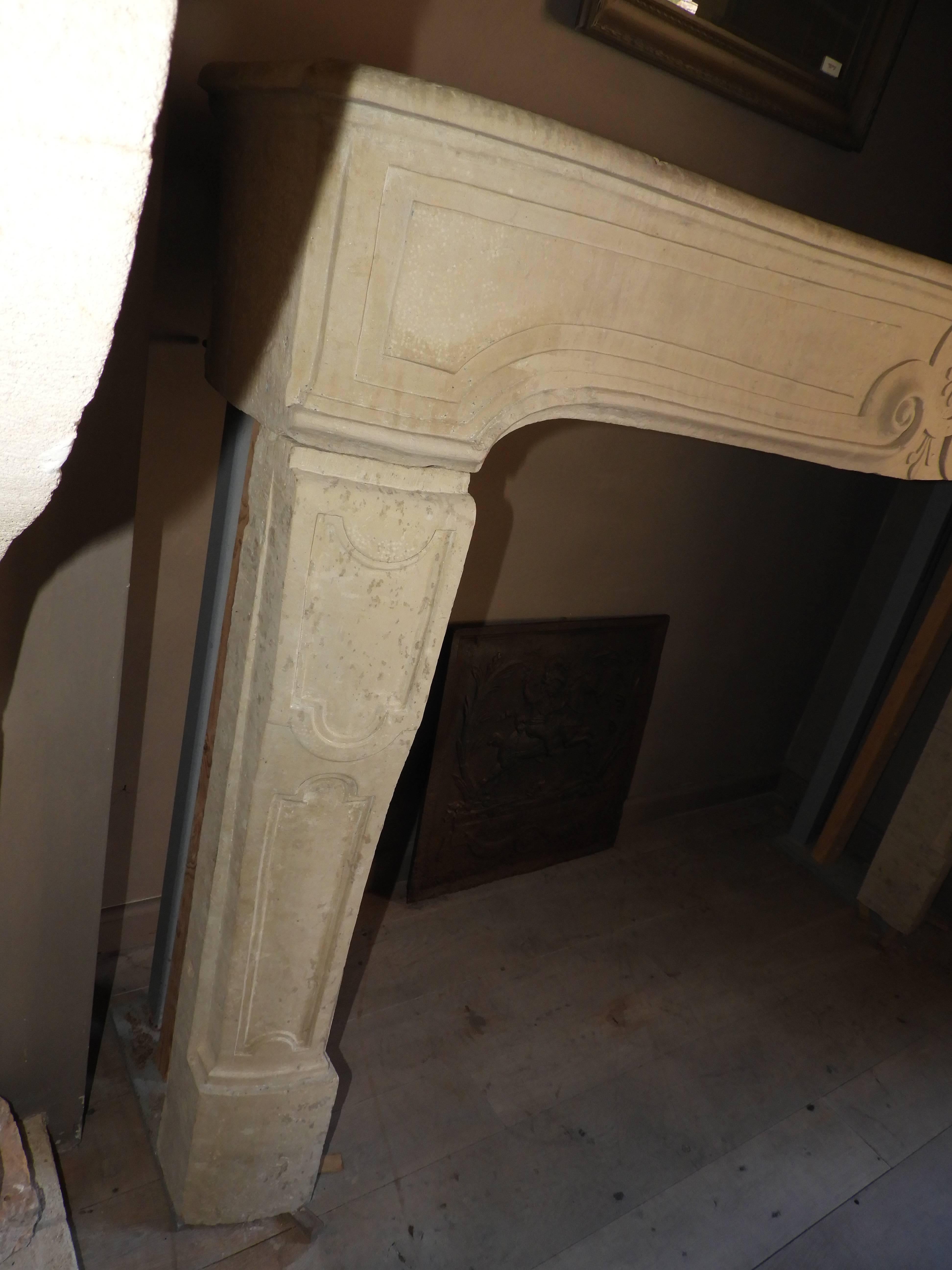 19th Century Louis XV Fireplace in French Limestone For Sale 12