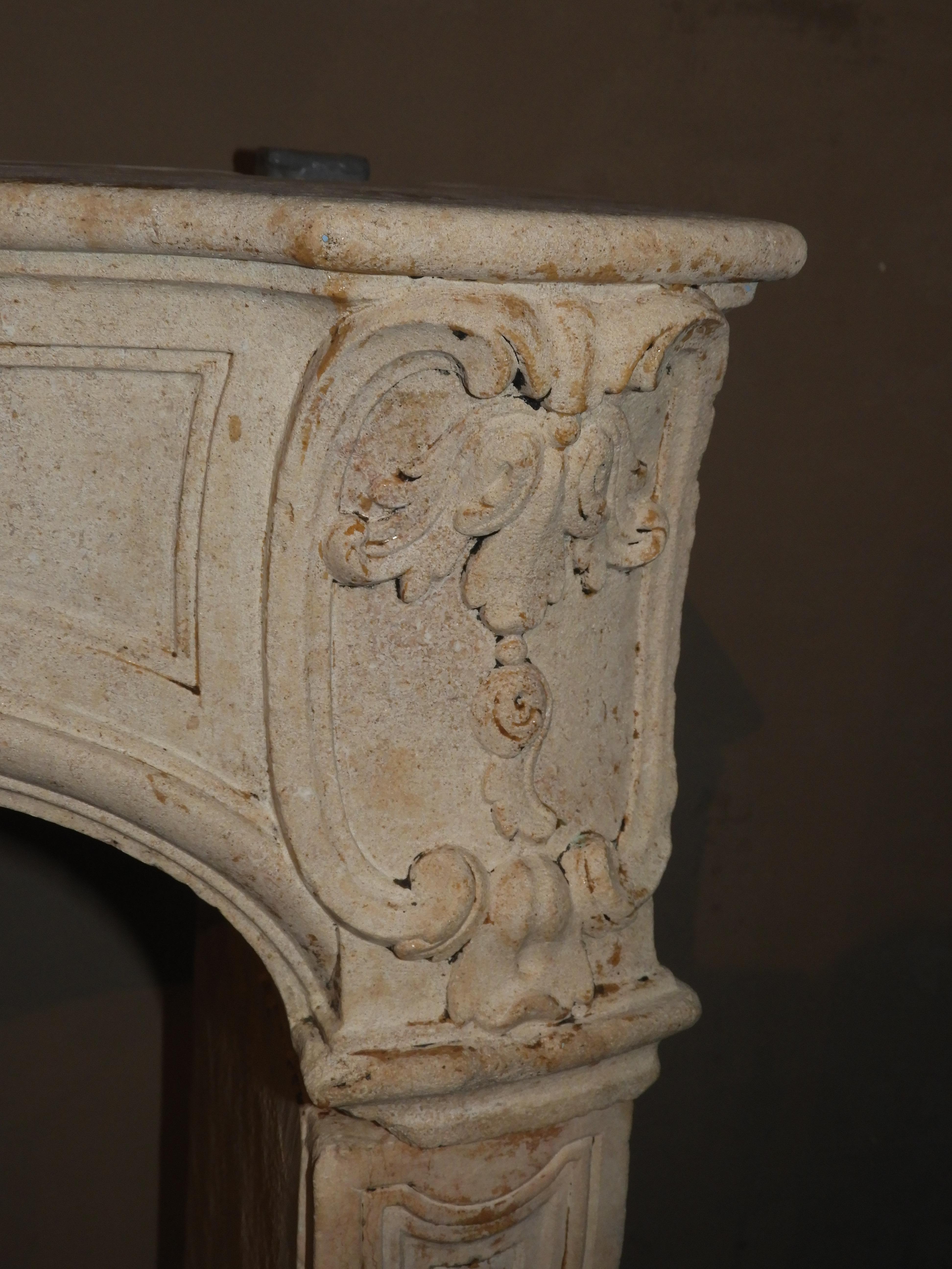 19th Century Louis XV Fireplace in French Limestone  For Sale 1