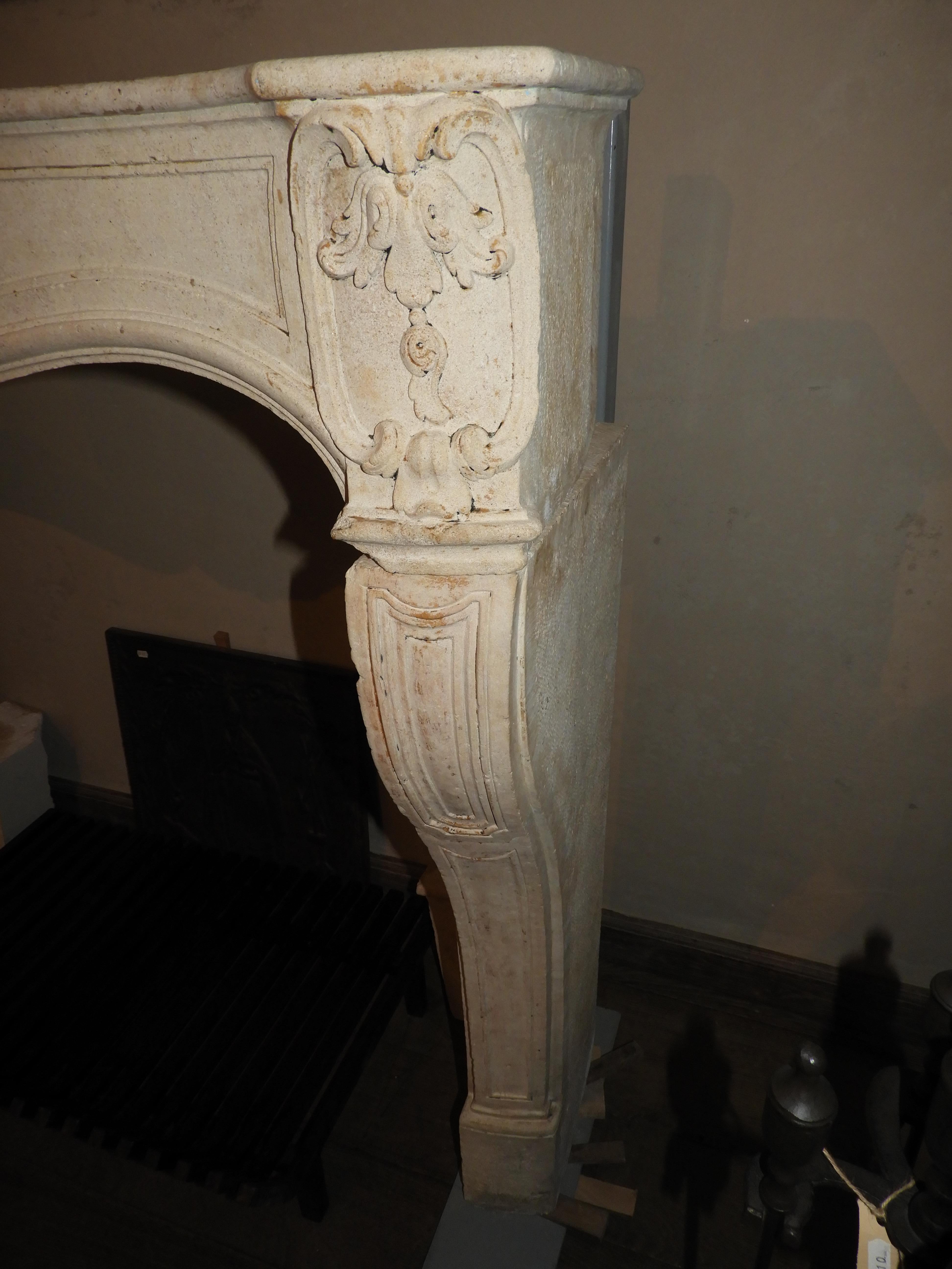 19th Century Louis XV Fireplace in French Limestone  For Sale 2