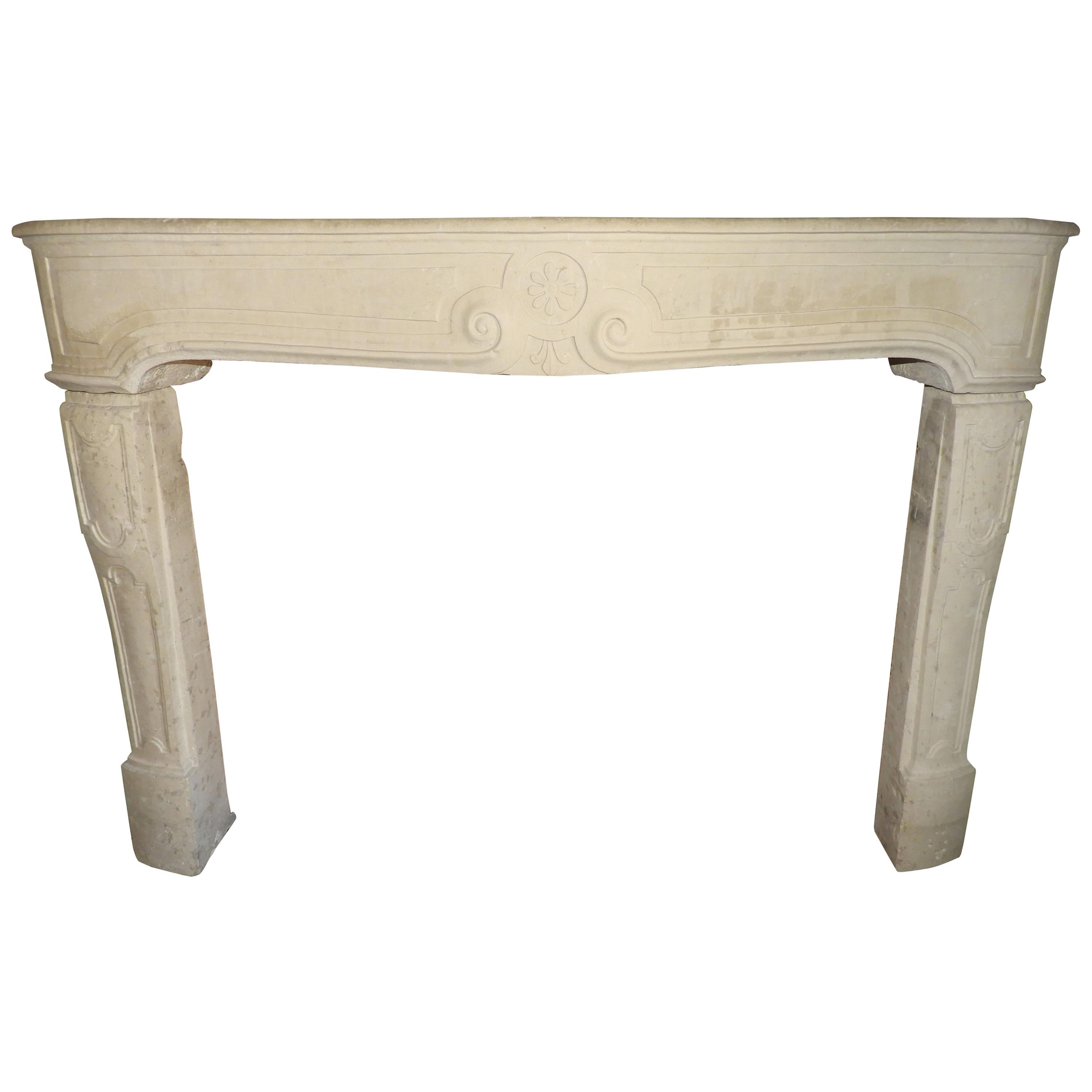 19th Century Louis XV Fireplace in French Limestone For Sale