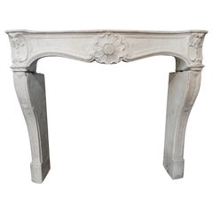 Antique 19th Century Louis XV Fireplace in French Limestone 