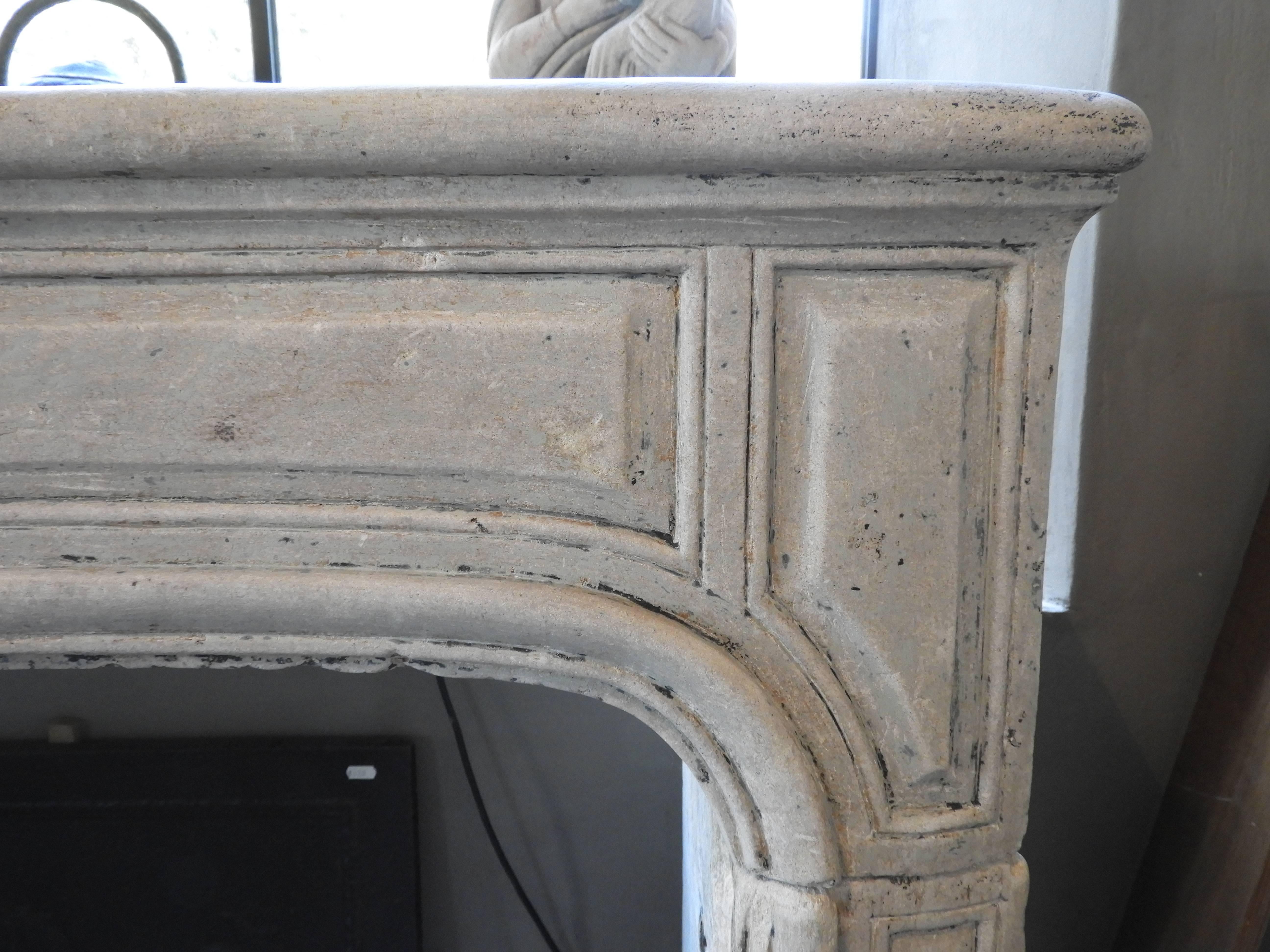 French 19th Century Louis XV Fireplace in Limestone