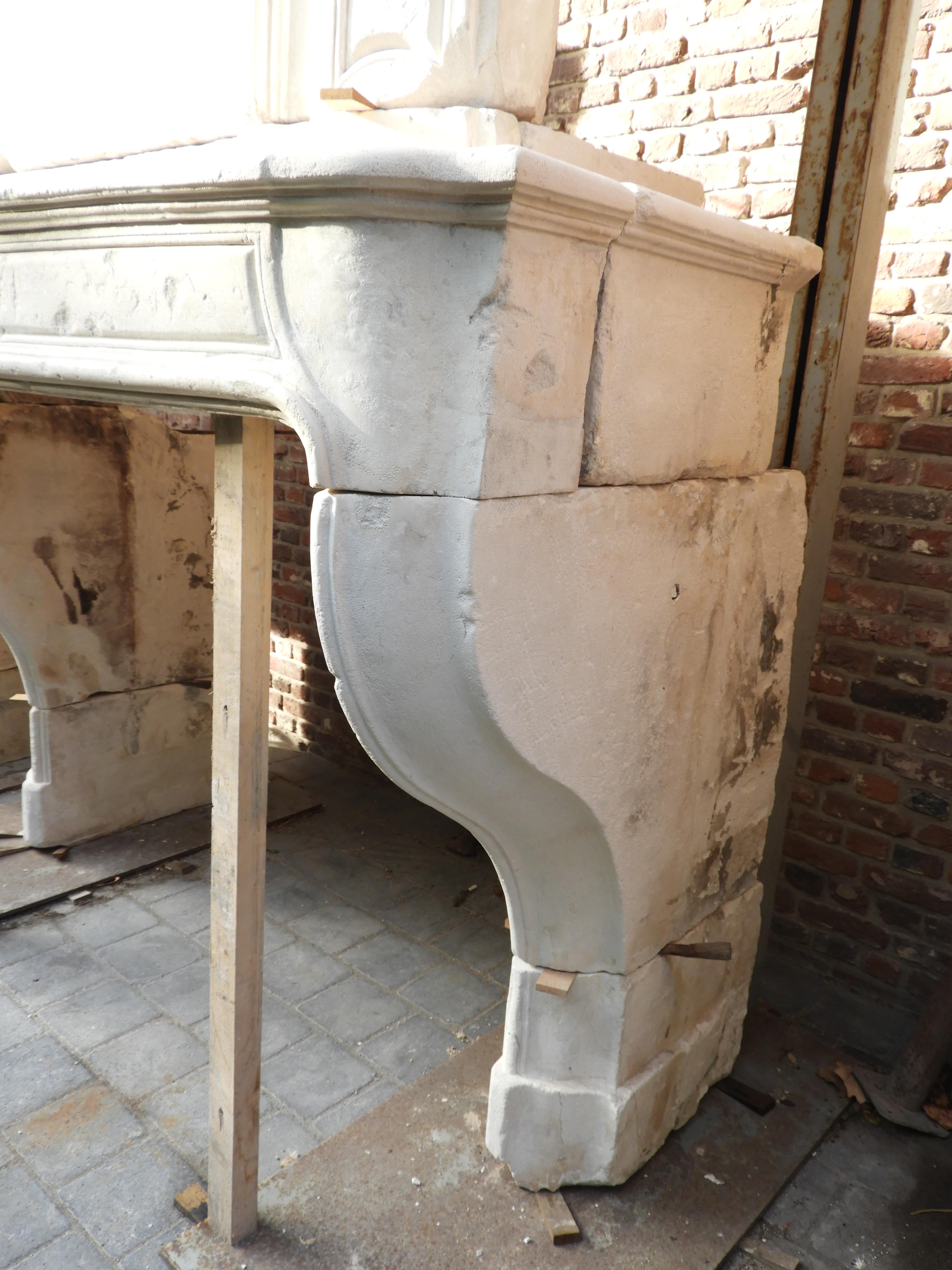 19th Century Louis XV Fireplace with Limestone Upper Mantle For Sale 5