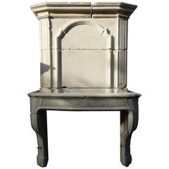 19th Century Louis XV Fireplace with Limestone Upper Mantle