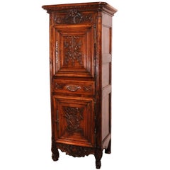 19th Century Louis XV French Carved Walnut Homme-Debout Cabinet from Provence