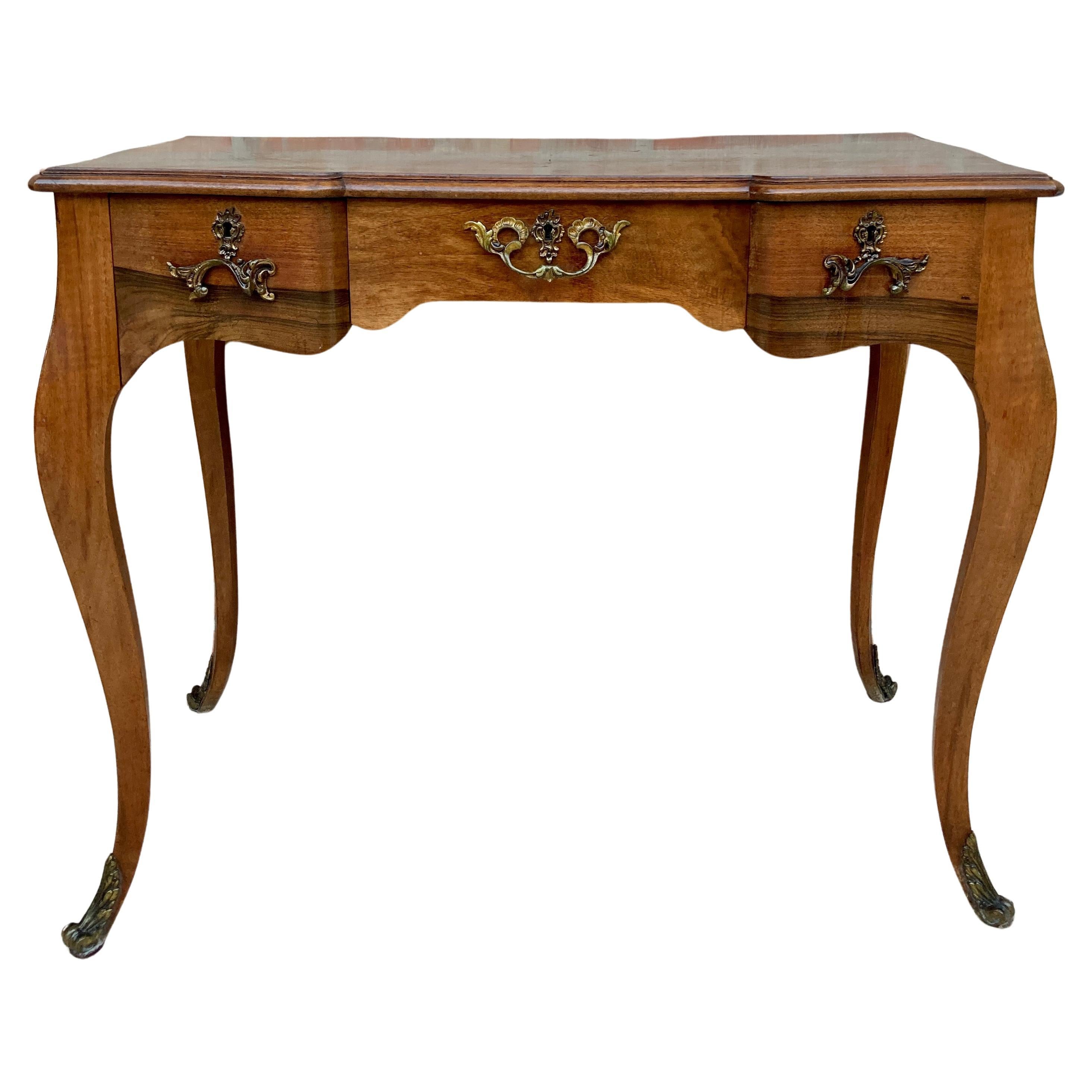 19th Century Louis XV French Desk with Cabriolet Legs, 1890s For Sale