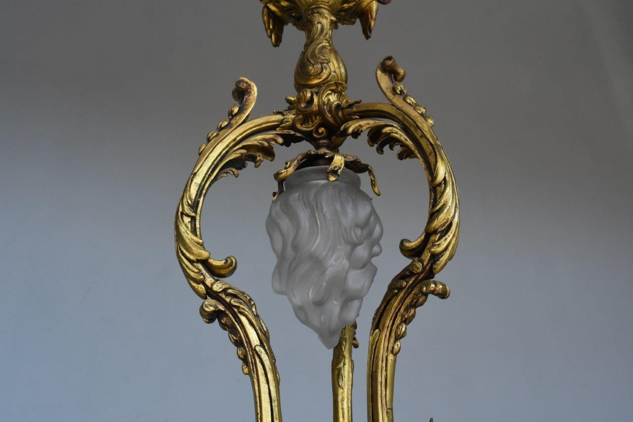 19th Century Louis XV French Tulip Bronze Chandelier 3