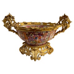 19th Century Louis XV Gilt Bronze and Rose Medallion Centerpiece