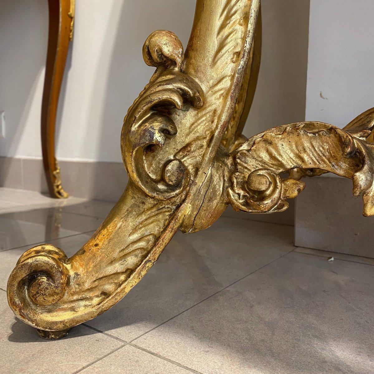 19th Century Louis XV Gilt Wood Console Table with Marble Top For Sale 7