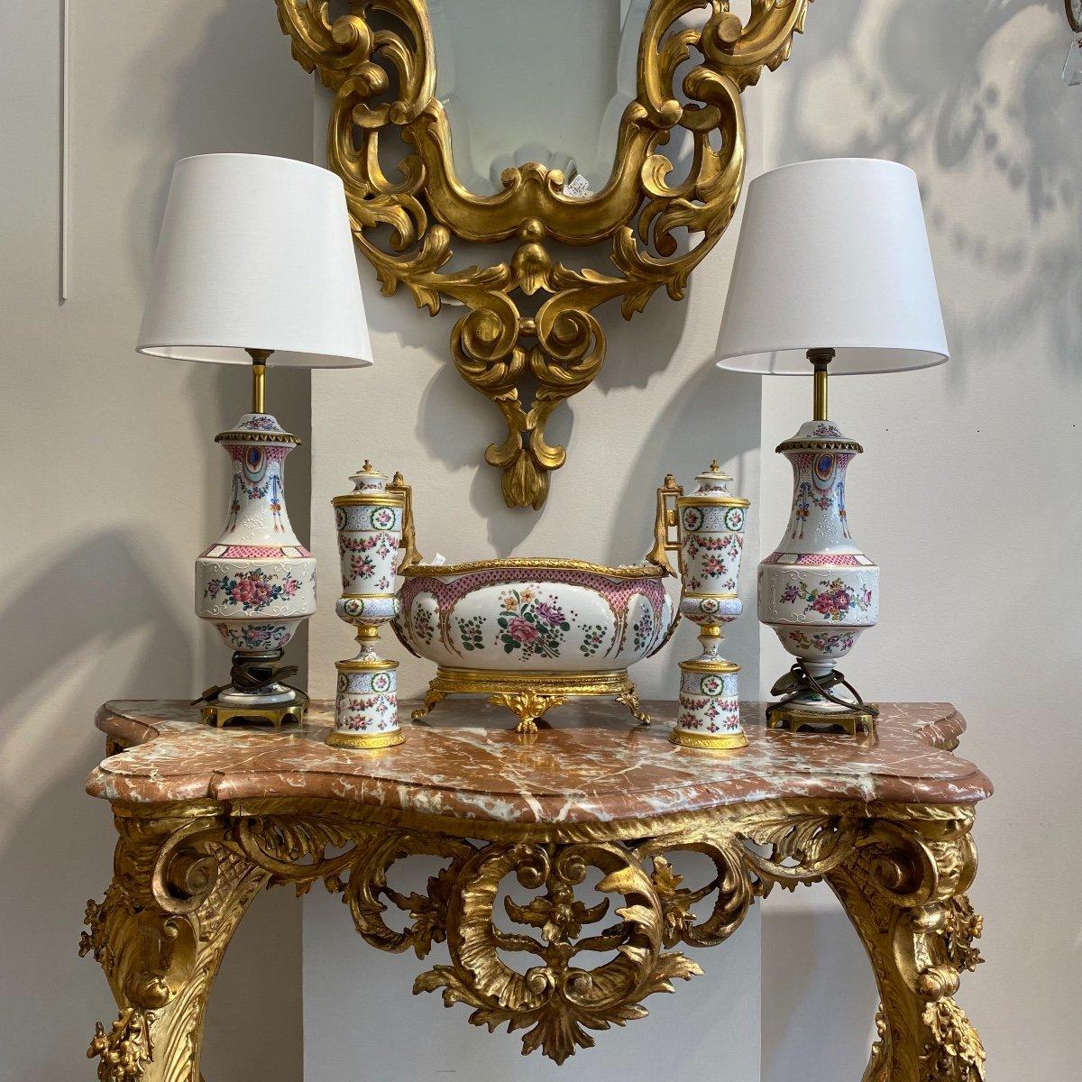 Italian 19th Century Louis XV Gilt Wood Console Table with Marble Top For Sale