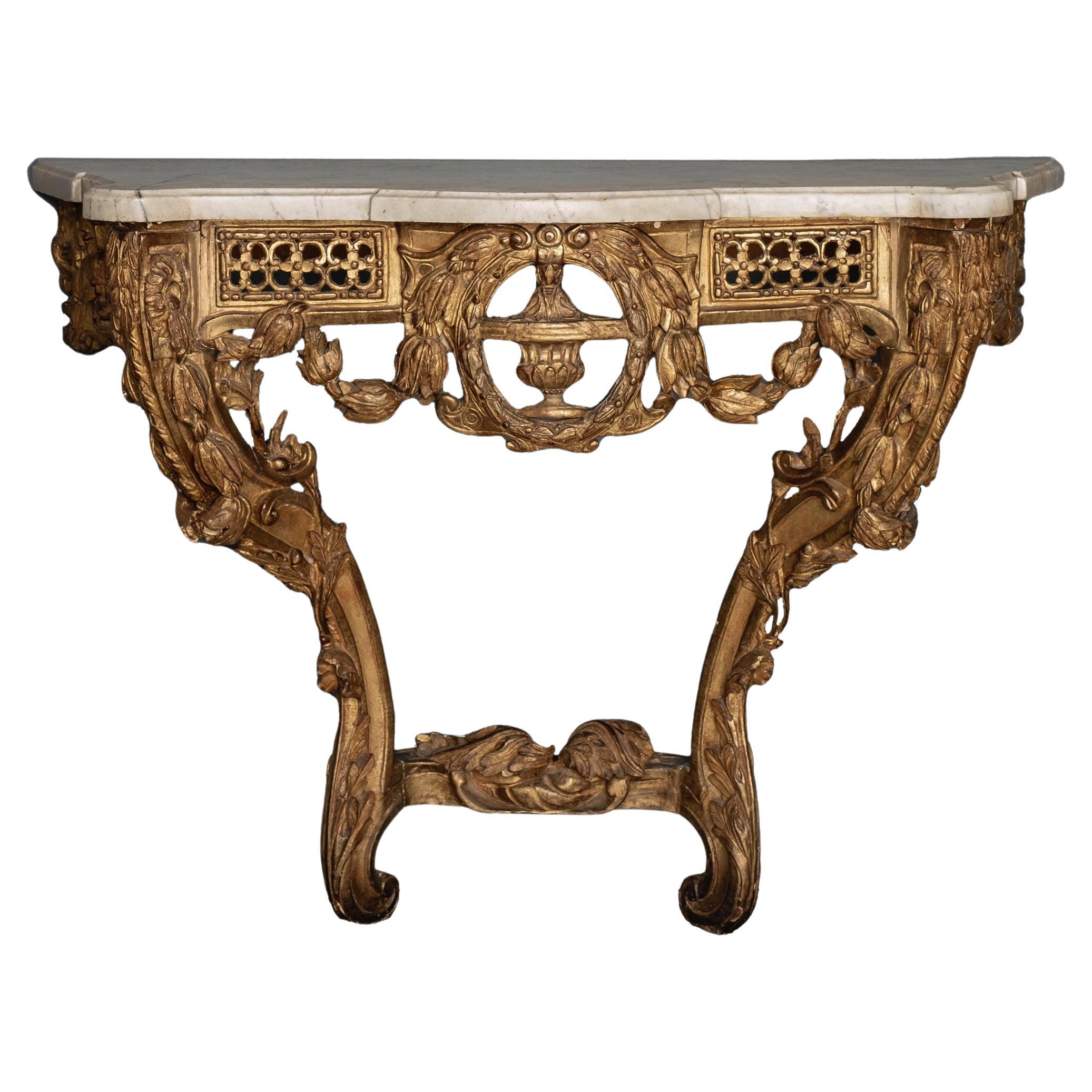 19th Century Louis XV Giltwood Console