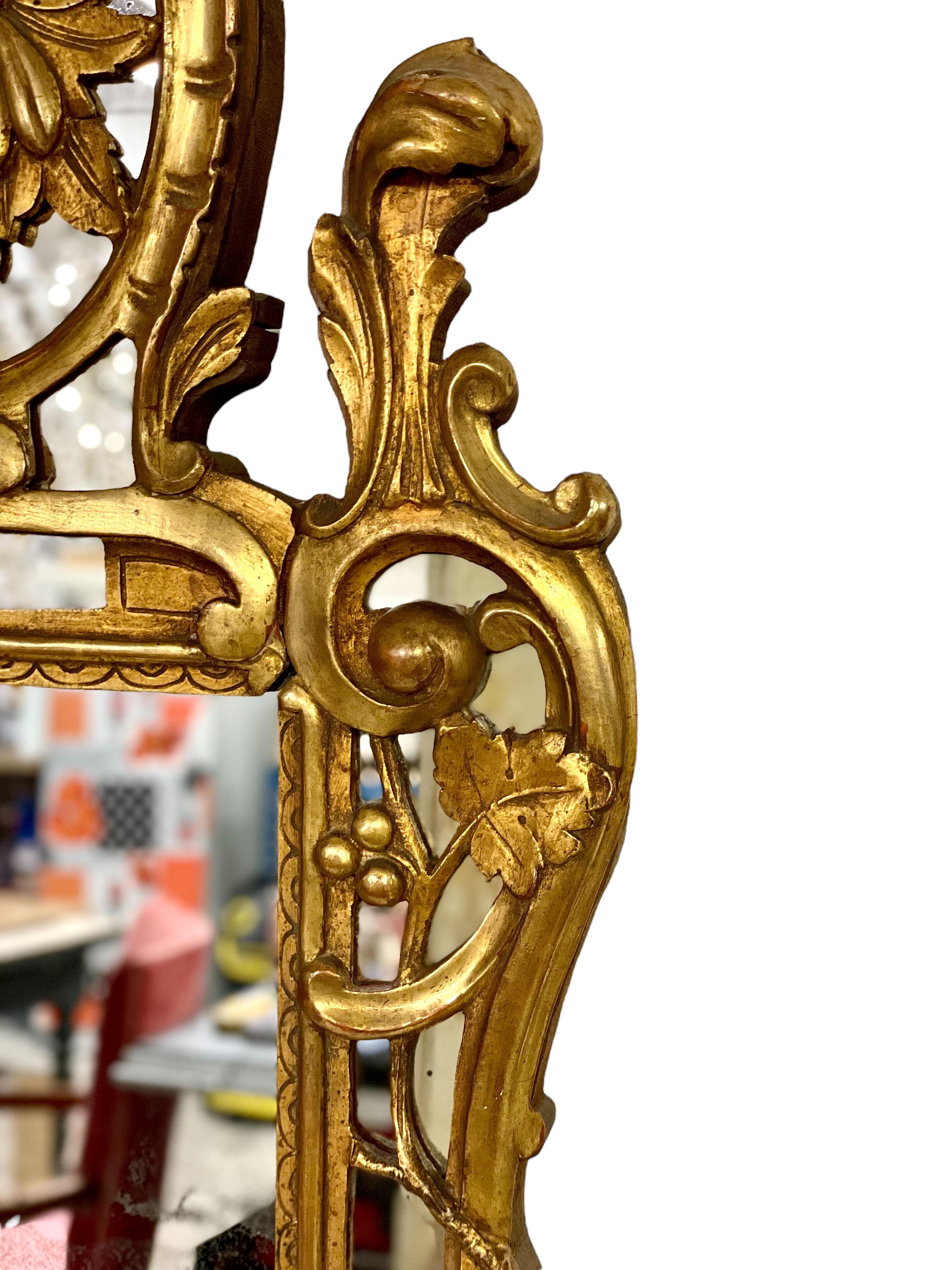 Miroir de cheminée en bois doré Régence du XIXe siècle Bon état - En vente à LA CIOTAT, FR