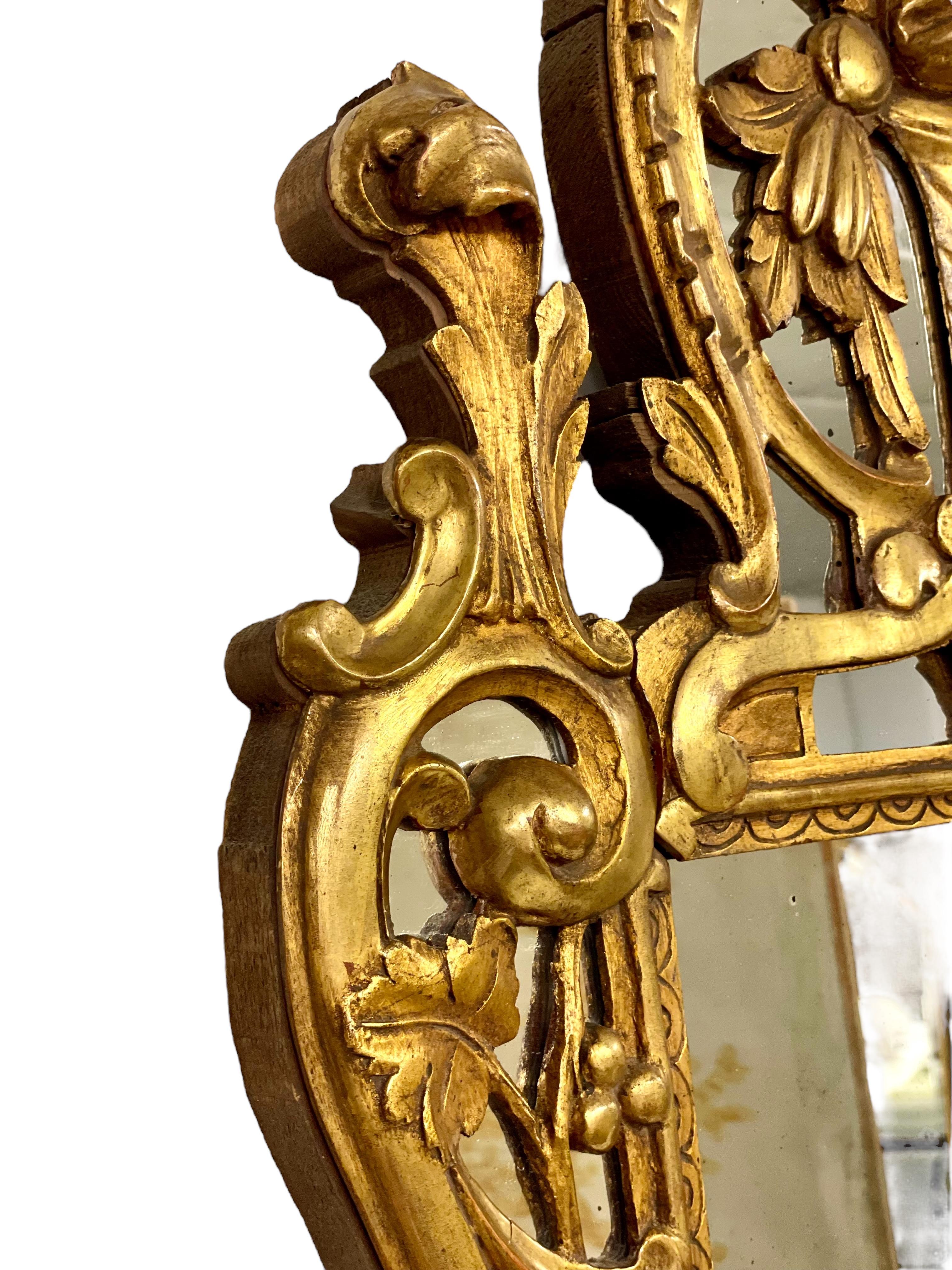 Miroir de cheminée en bois doré Régence du XIXe siècle en vente 1