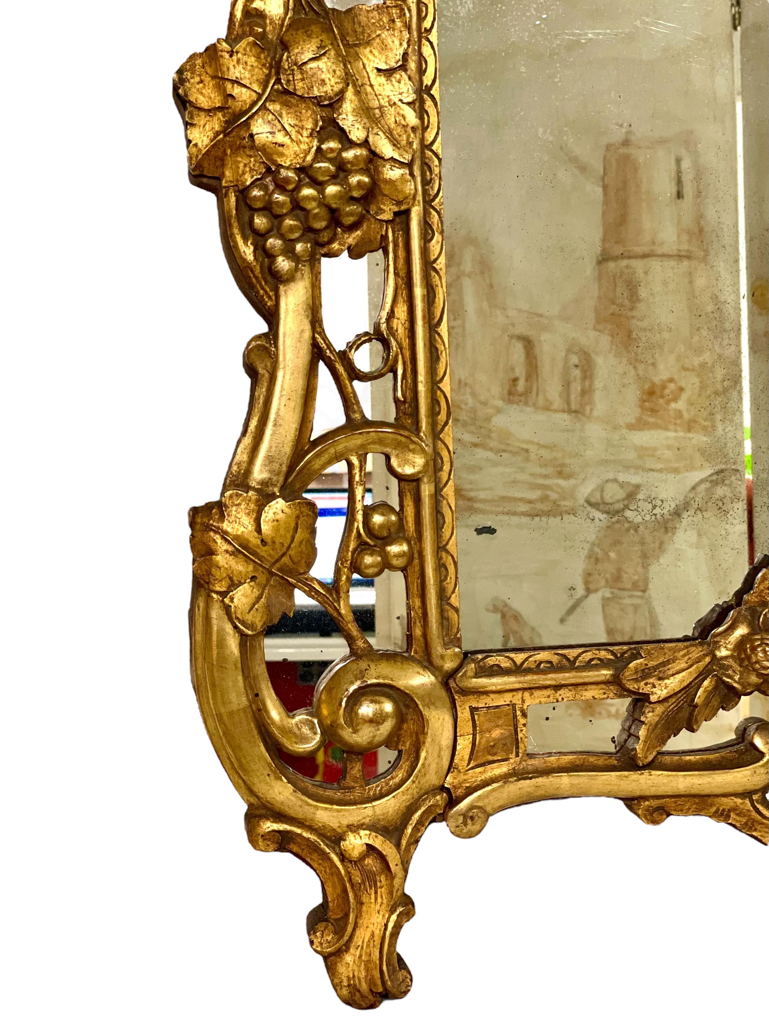 Miroir de cheminée en bois doré Régence du XIXe siècle en vente 2