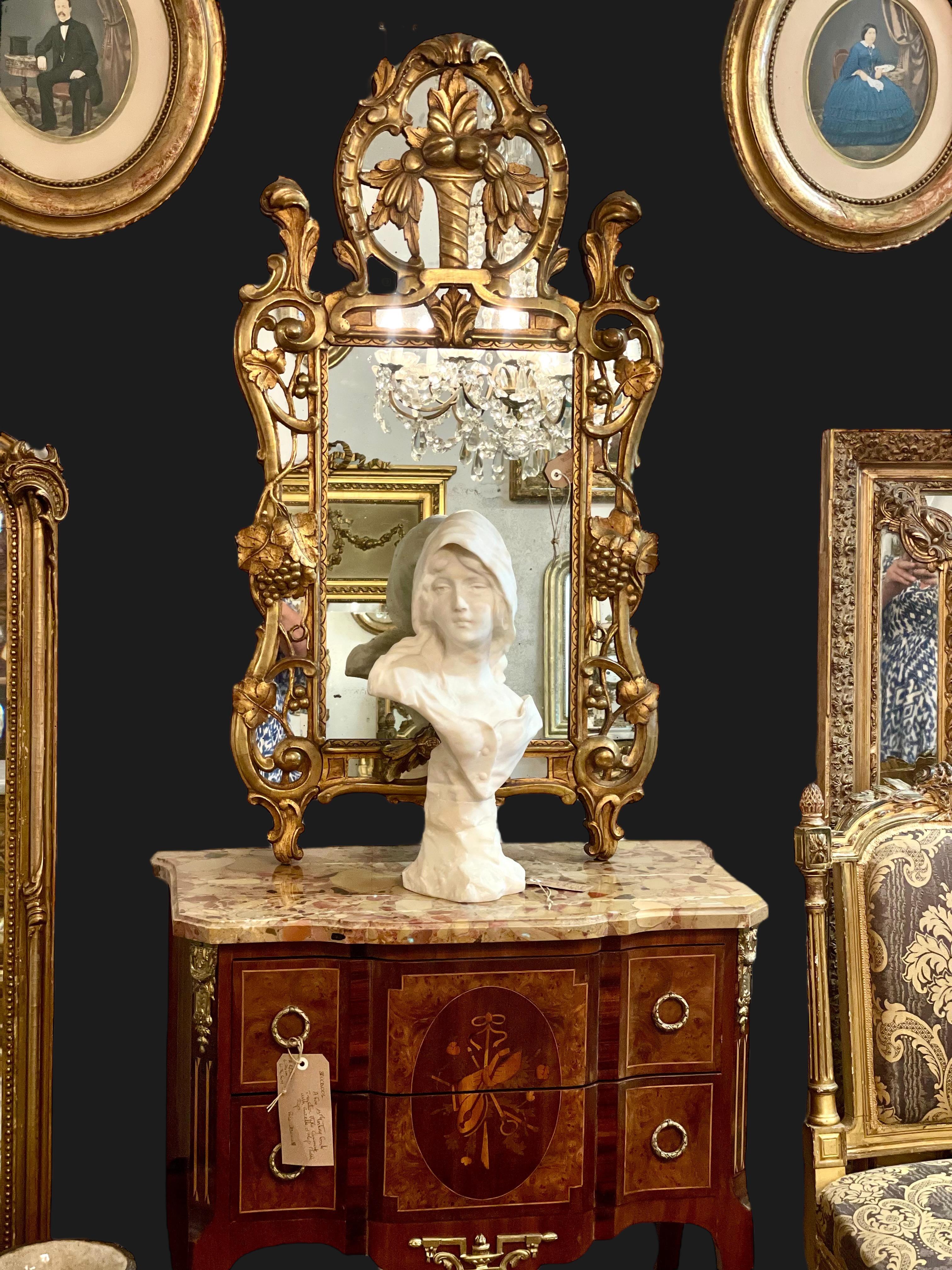 Miroir de cheminée en bois doré Régence du XIXe siècle en vente 4