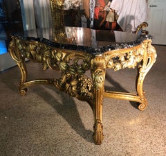 Louis XV Giltwood Table de Milieu Center Table with St Laurent Marble