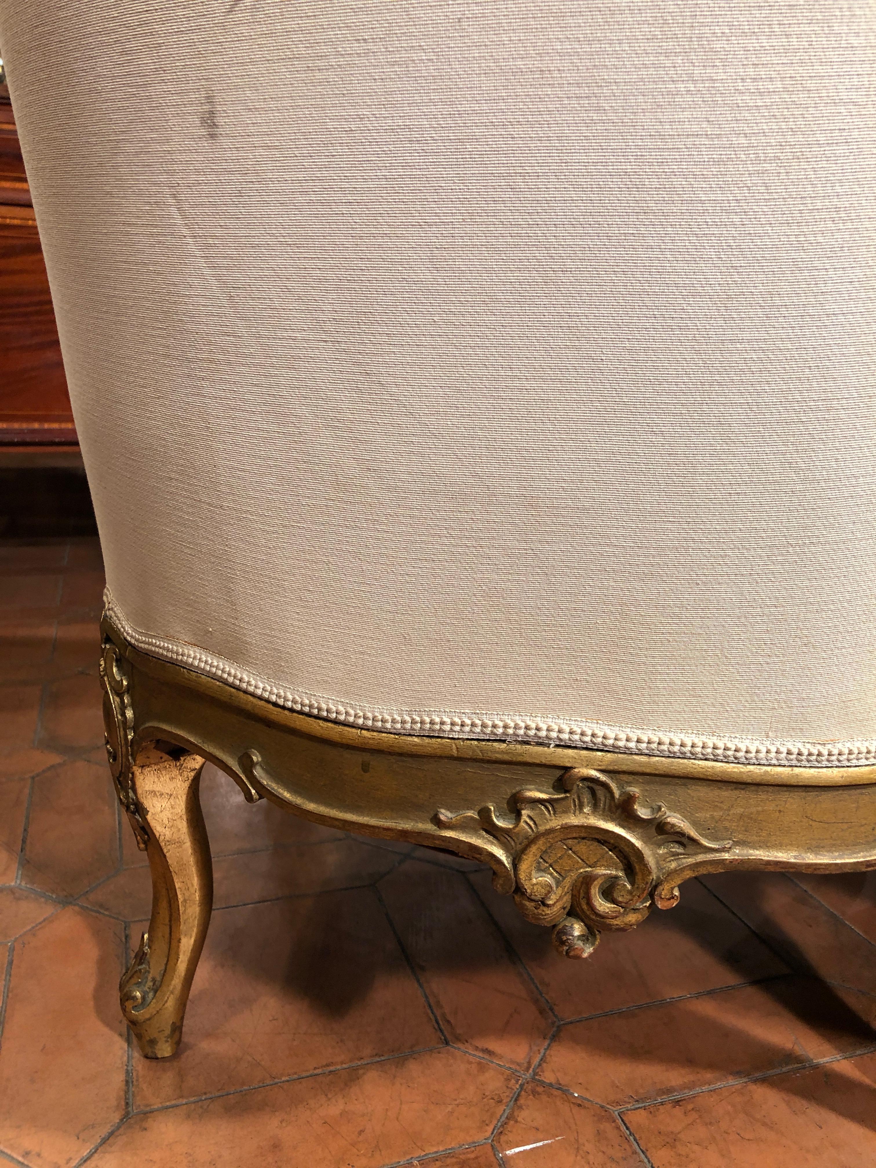 Gilt 19th Century Louis XV Golden France Sofa Tête-à-tête, 1870s-1880s