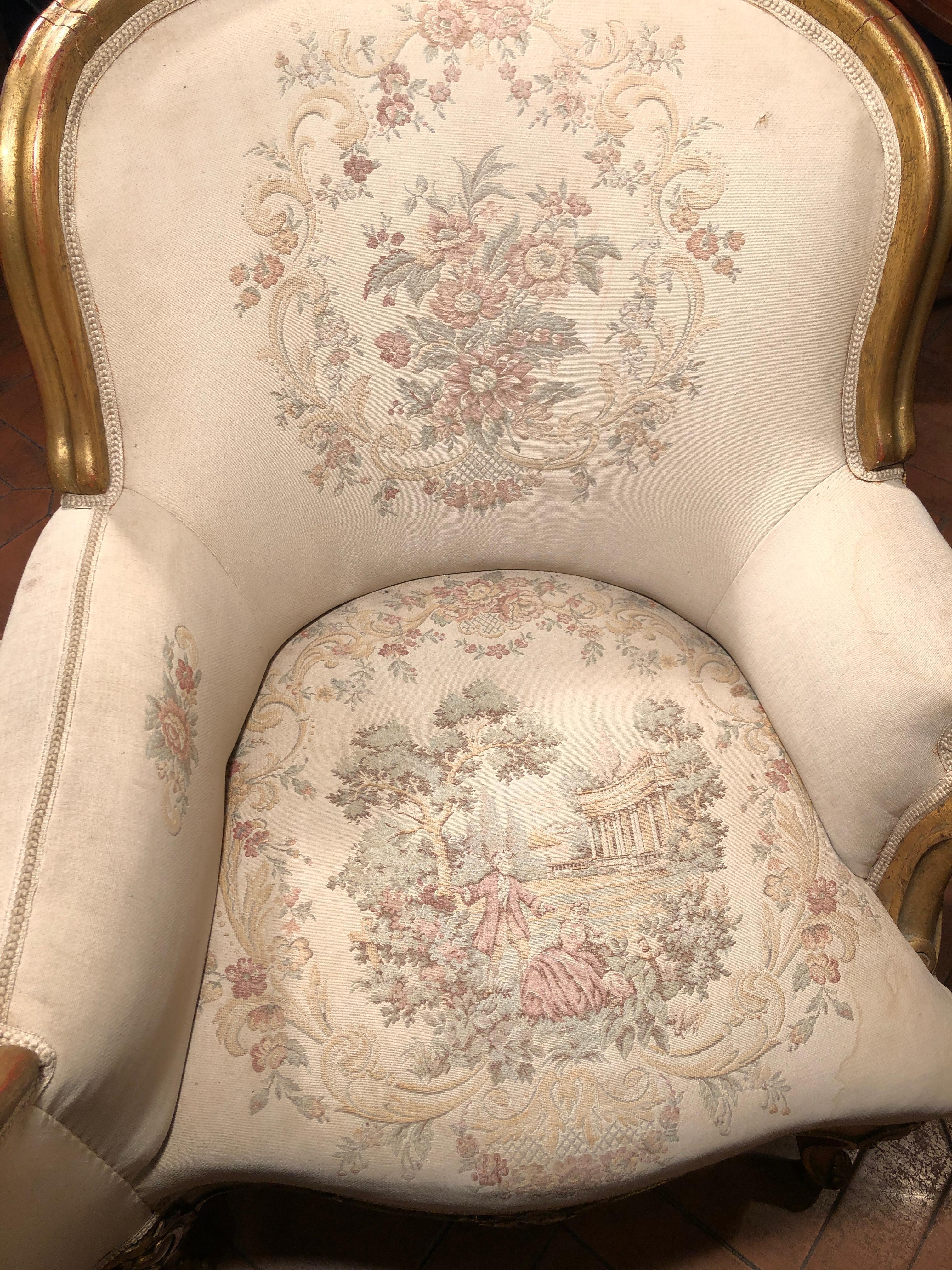 Late 19th Century 19th Century Louis XV Golden France Sofa Tête-à-tête, 1870s-1880s