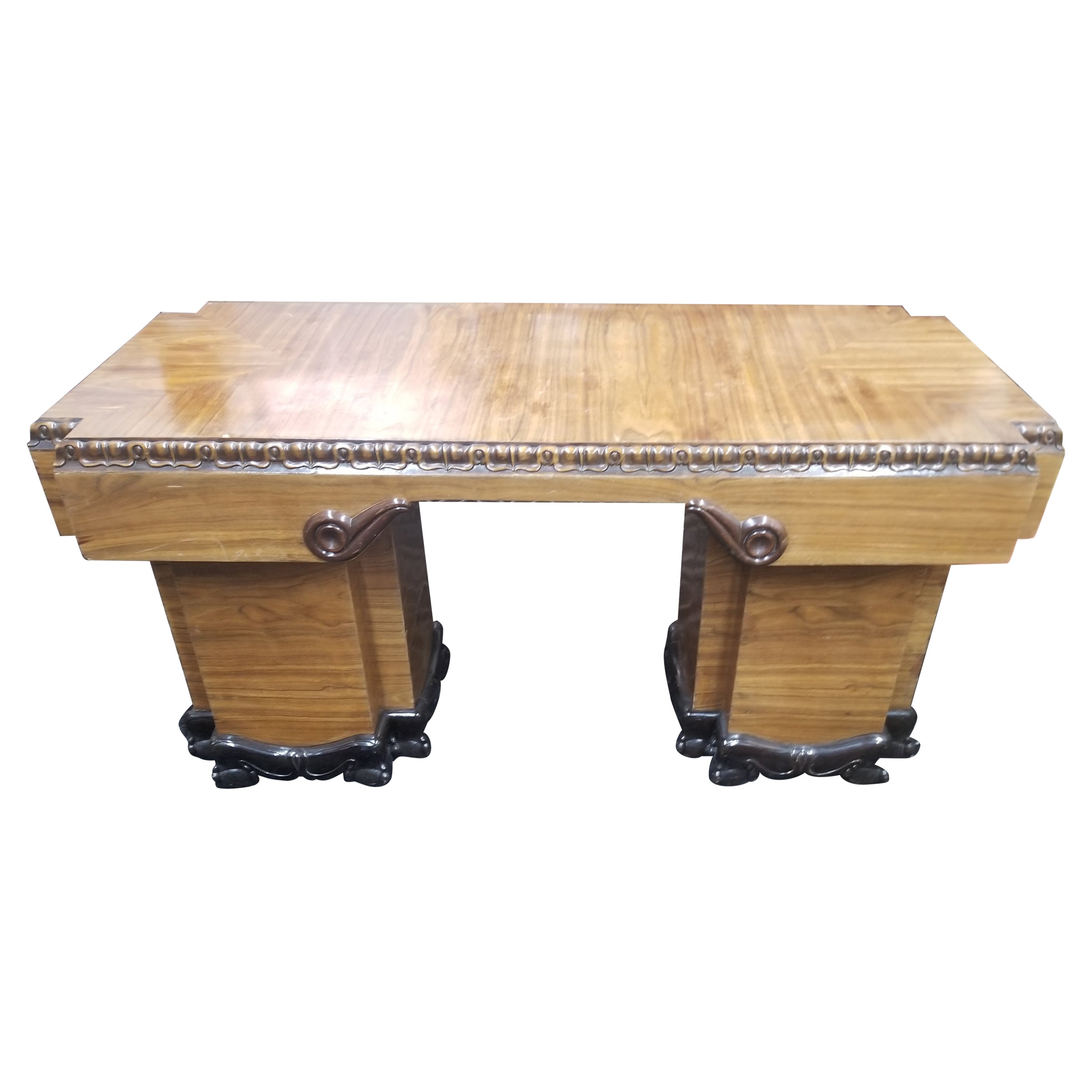 19th Century Louis XV Hardwood Desk with Hidden Drawers For Sale