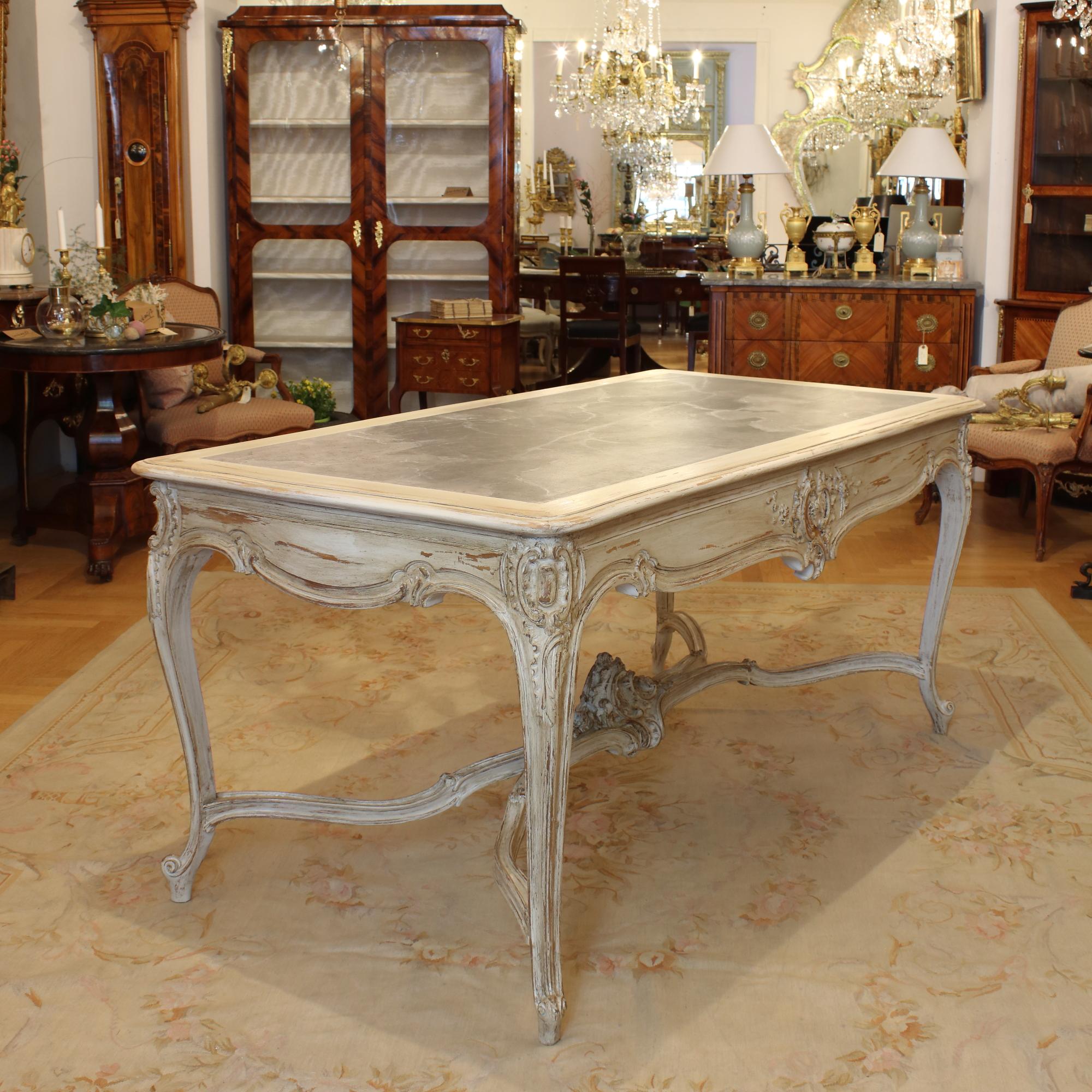 19th Century Louis XV Large Carved and Painted Wood Center or Dining Table For Sale 11