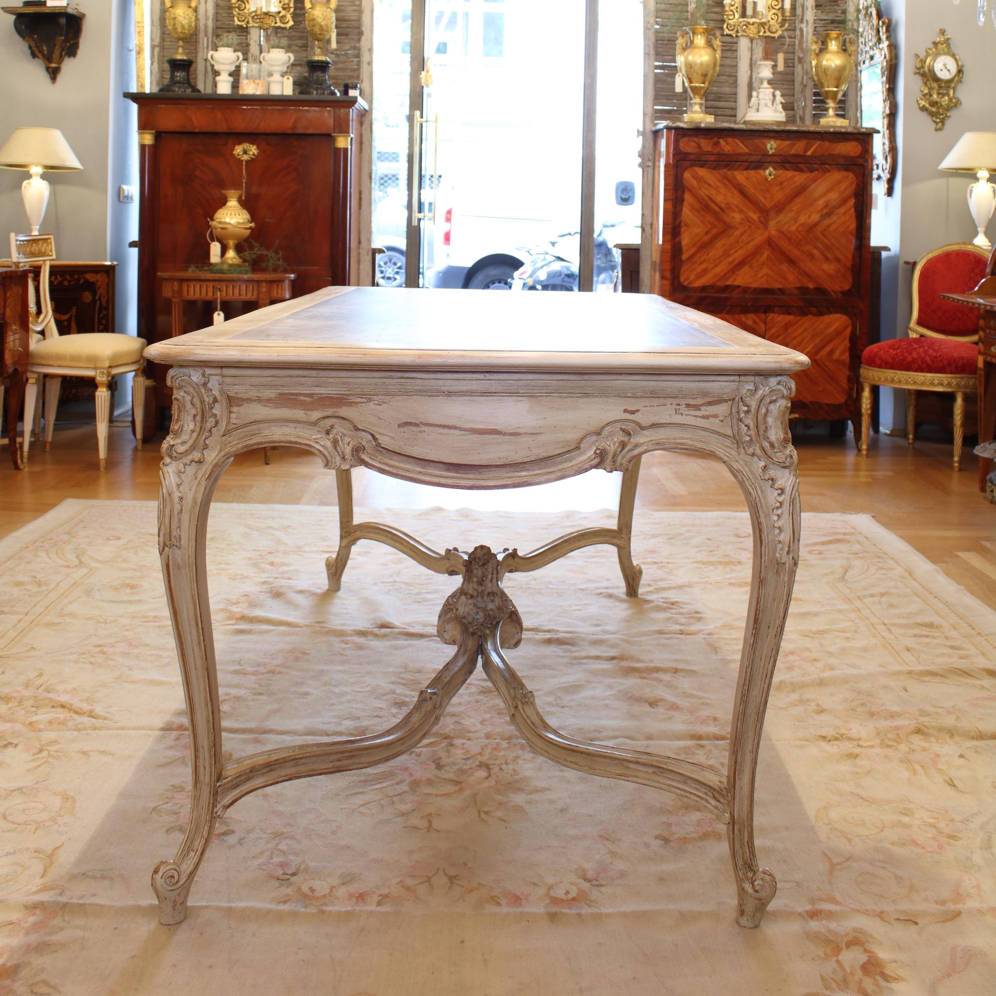 19th Century Louis XV Large Carved and Painted Wood Center or Dining Table For Sale 1