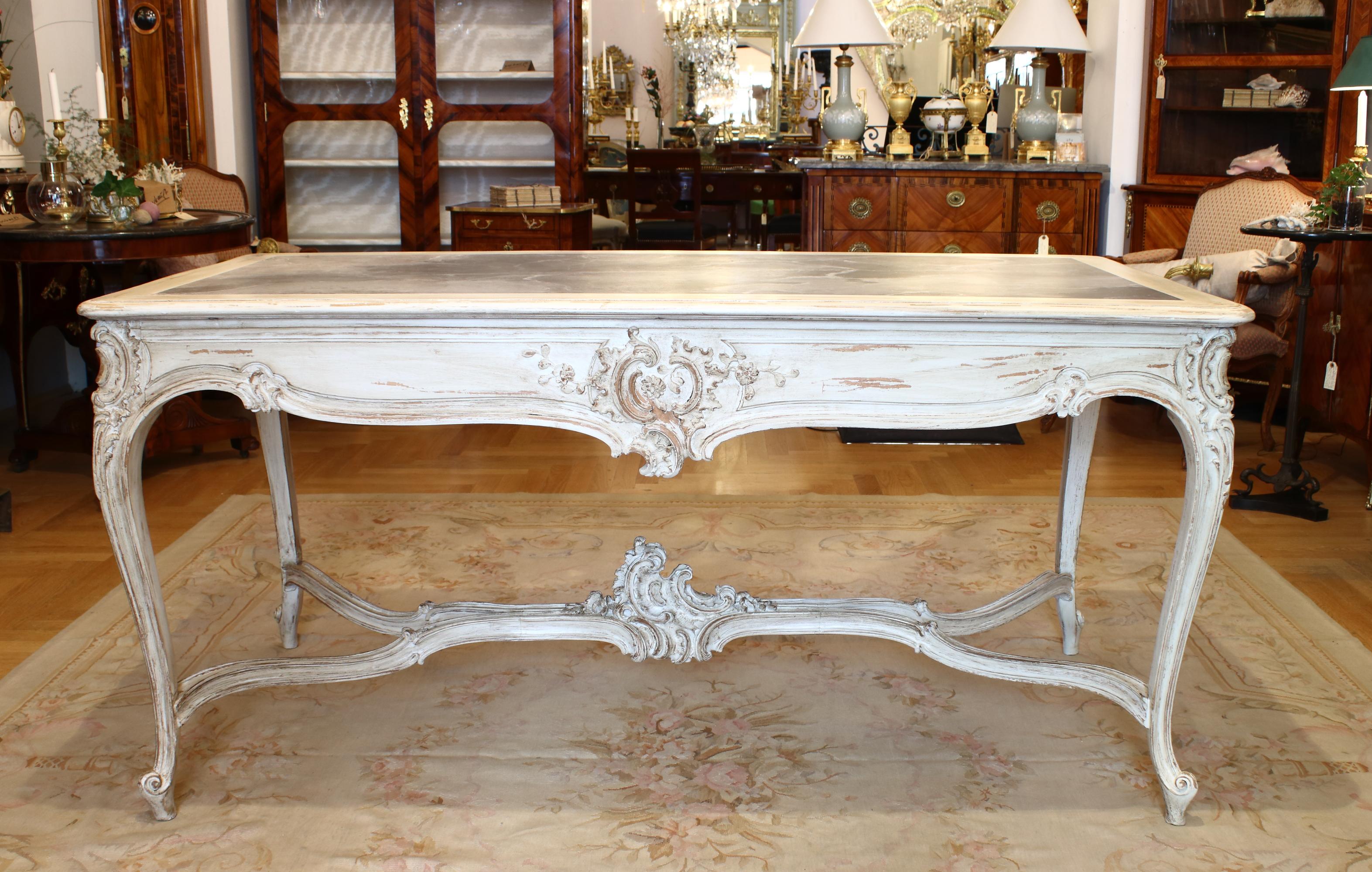 19th Century Louis XV Large Carved and Painted Wood Center or Dining Table For Sale 3