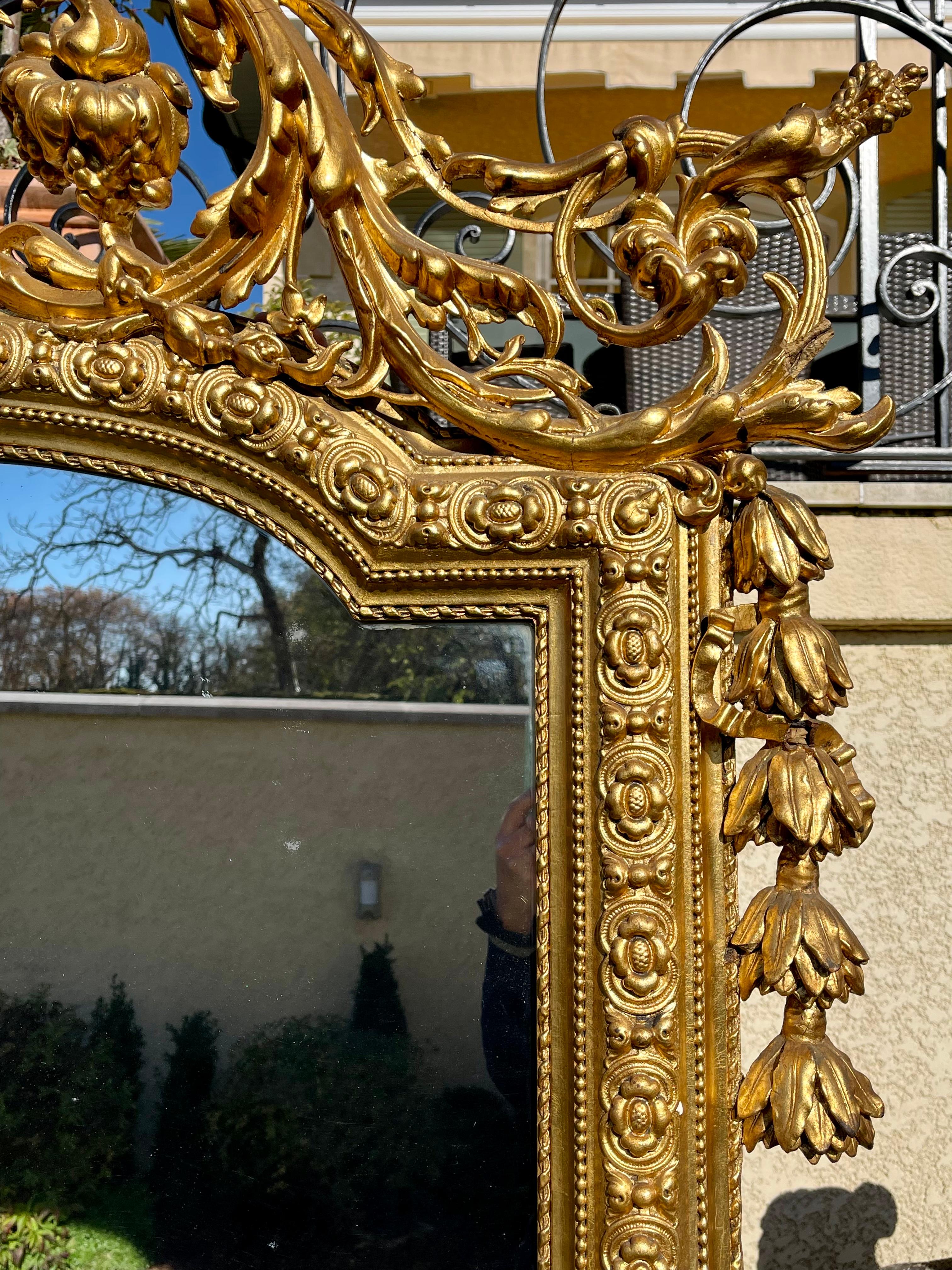 19th Century, Louis XV / Napoleon III Style Large Gilt Mirror 1