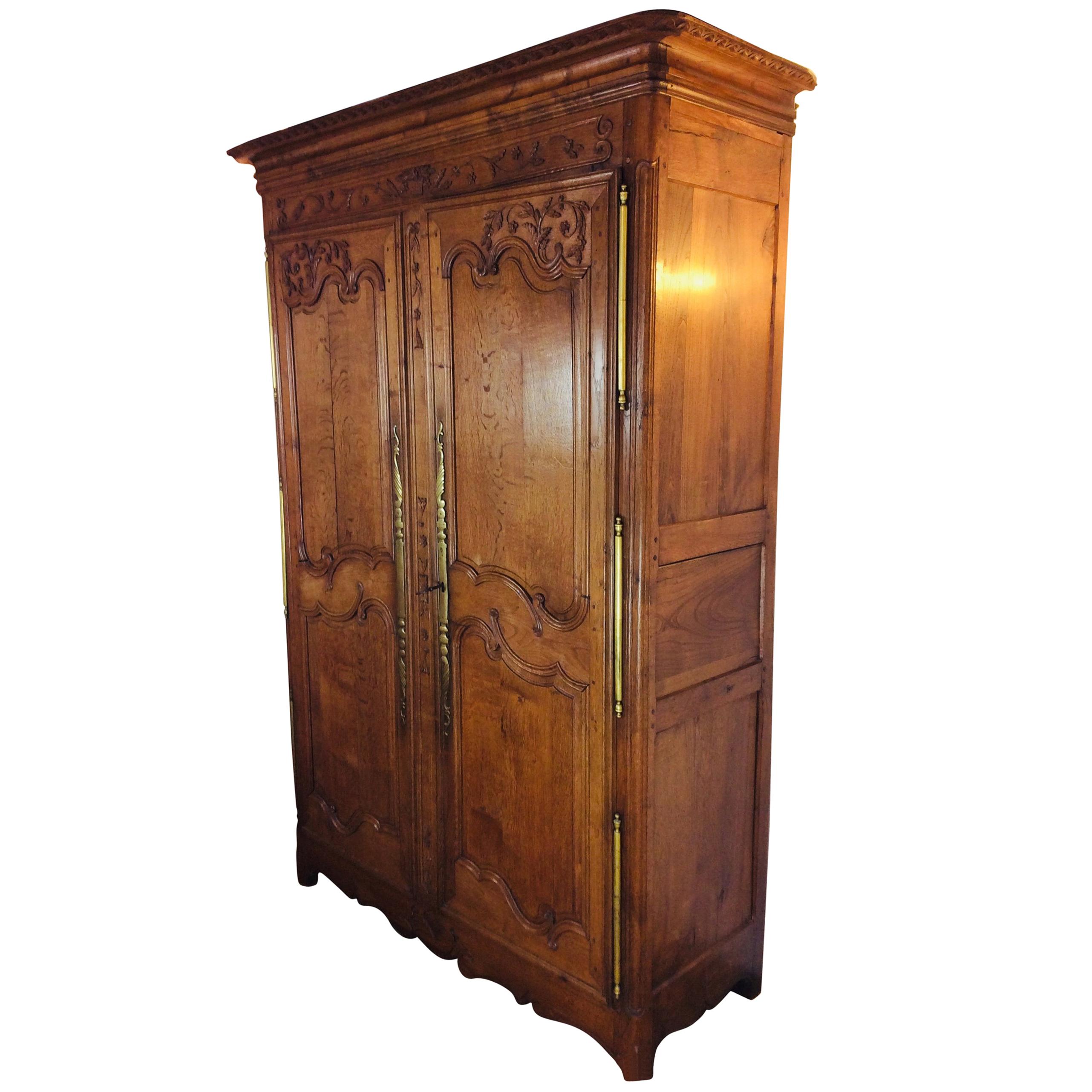 19th Century Louis XV Oak Armoire from Normandy, France