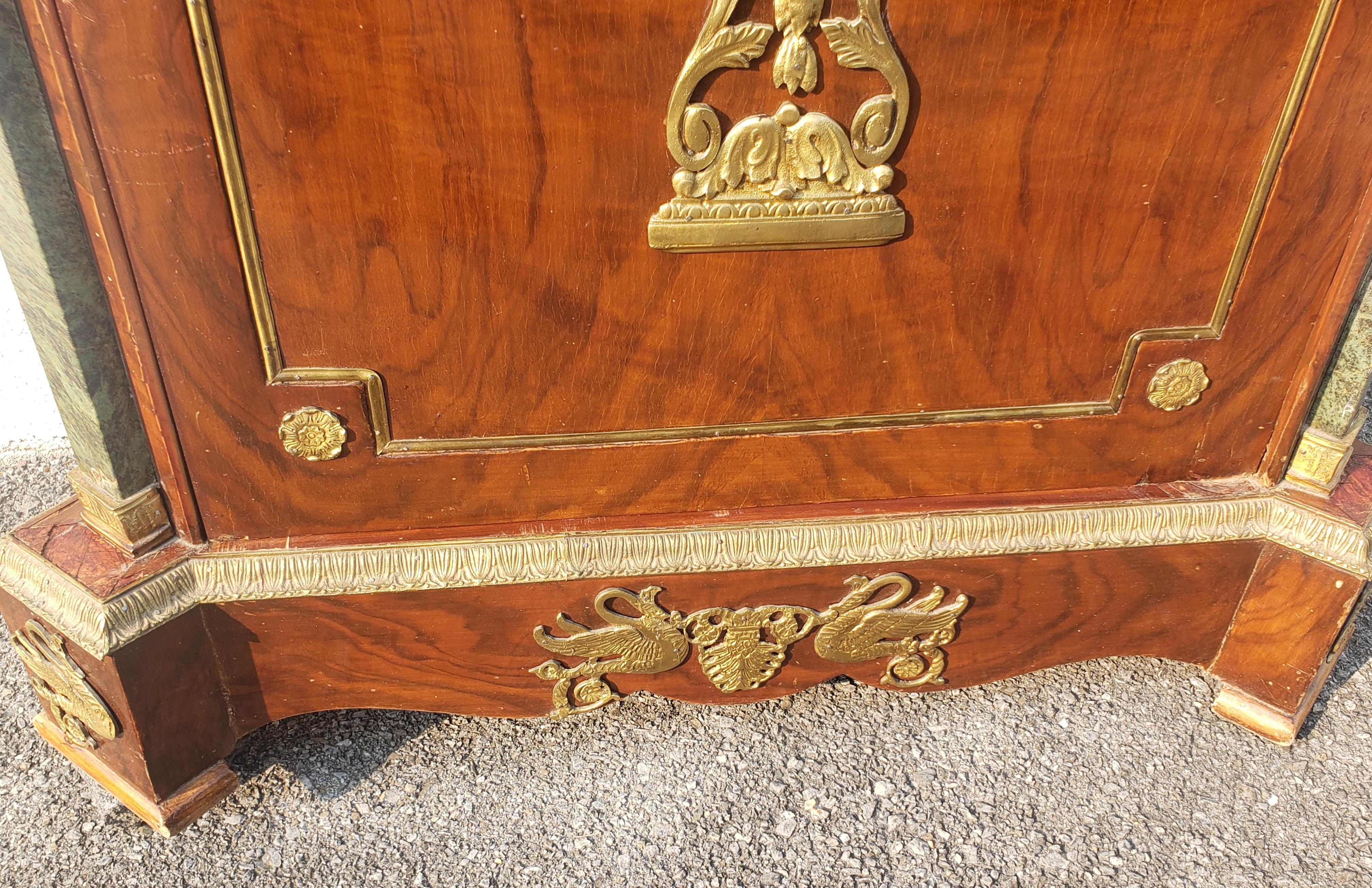 19th Century Louis XV Ormolu Mounted and Burl Kingwood Marble Cabinet For Sale 10