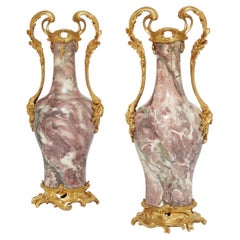 19th Century Louis XV Pair of Brēche Violette Marble Vases