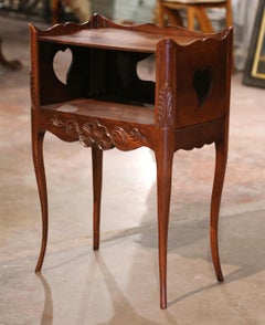 19th Century Louis XV Provencal Walnut Bedside Table with Side Drawer