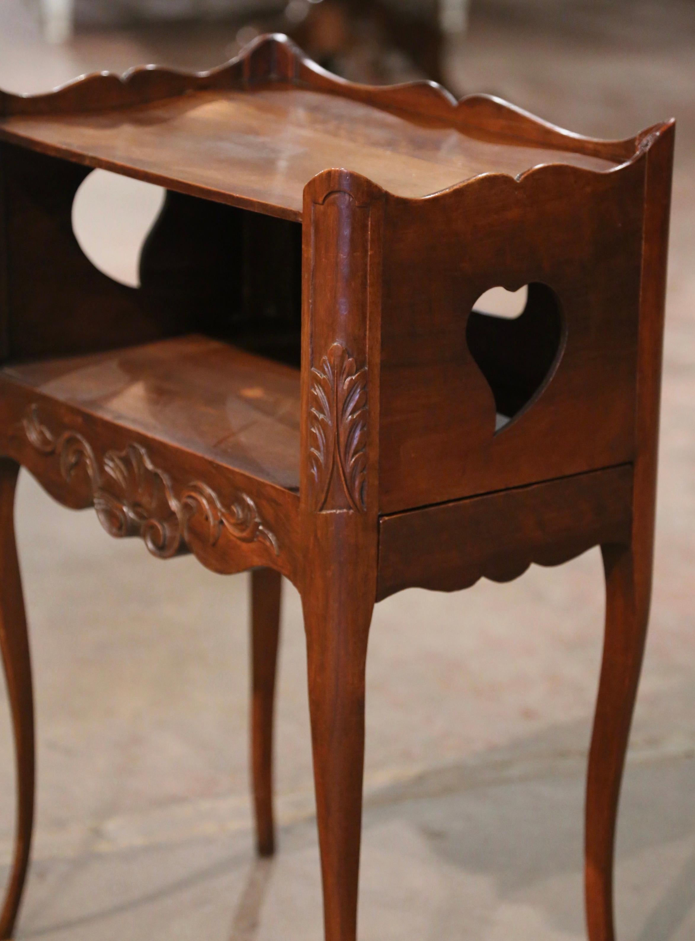 19th Century Louis XV Provencal Walnut Bedside Table with Side Drawer 1