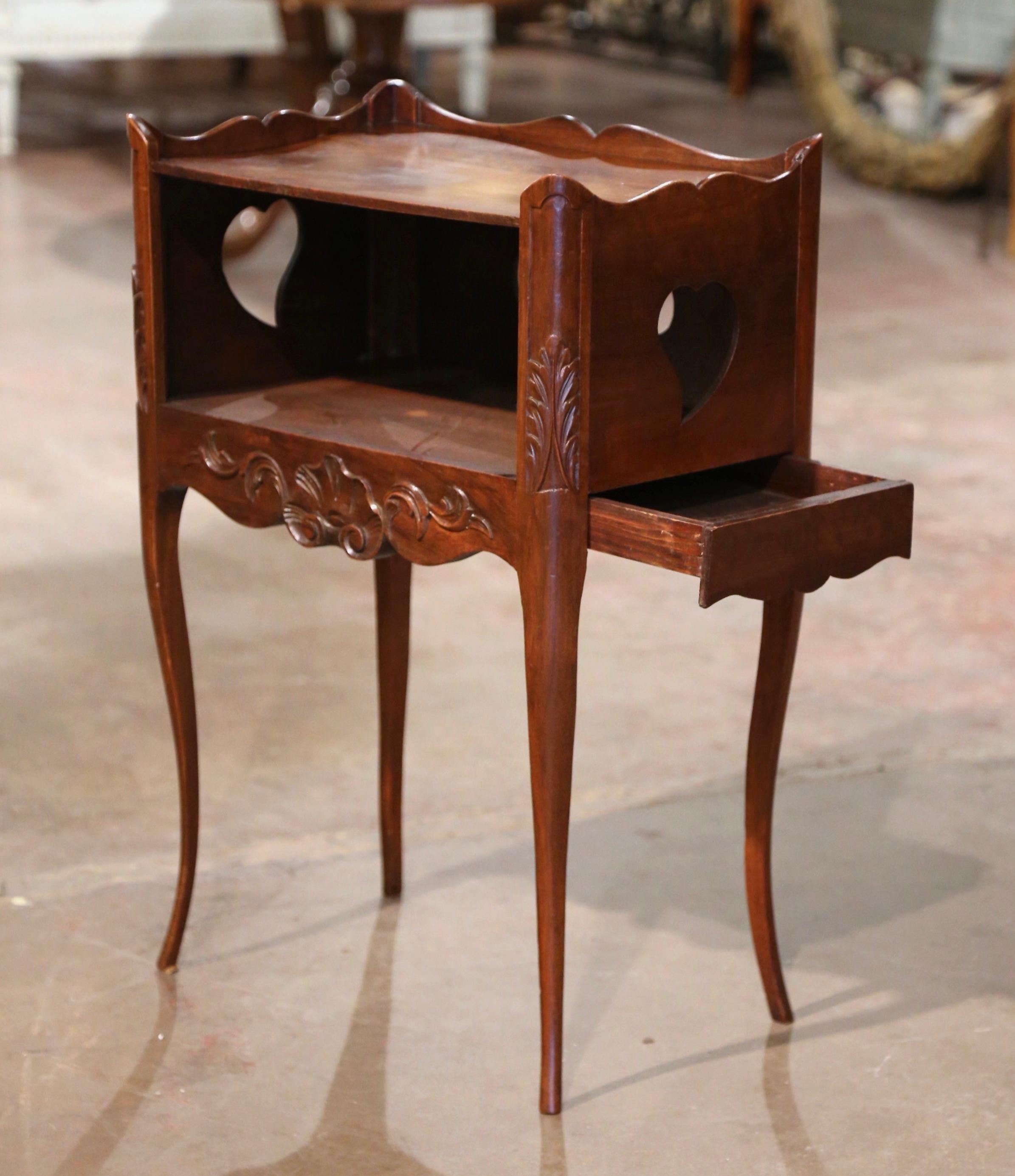 19th Century Louis XV Provencal Walnut Bedside Table with Side Drawer 2